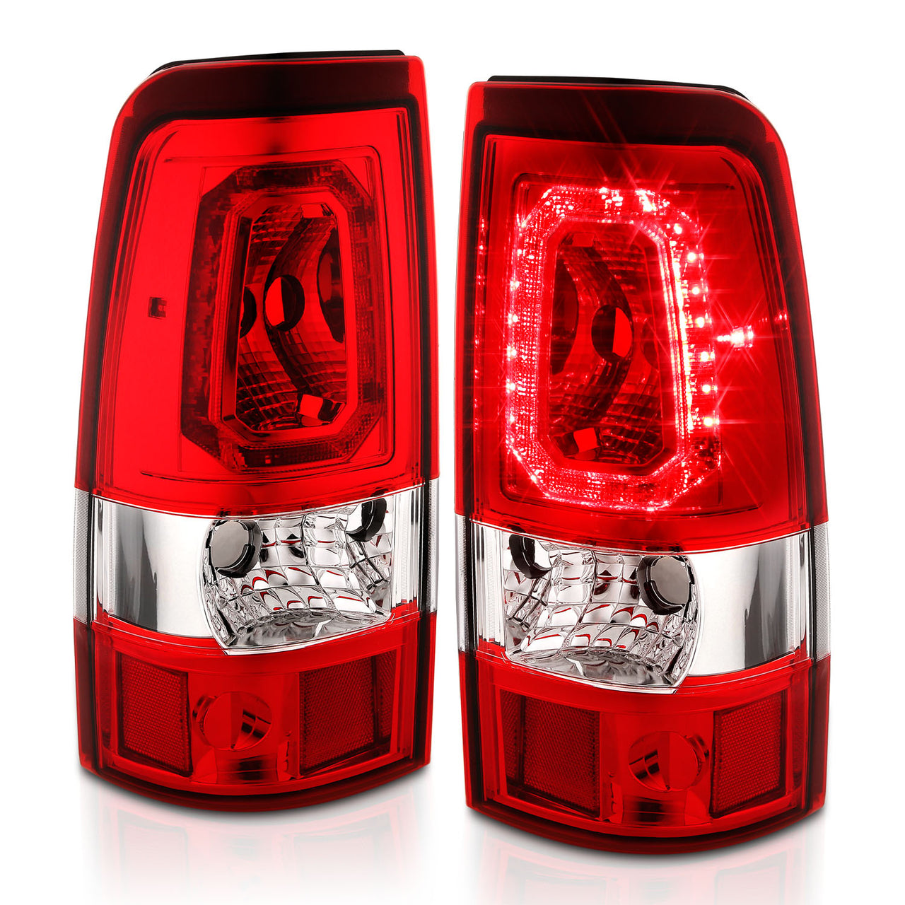 CHEVY SILVERADO 03-07 (1500/2500 SERIES 2003 & 1500/2500/3500 SRW SERIES 04-07) LED TAIL LIGHTS RED COLOR LIGHT BAR RED LENS (3 HOLE)