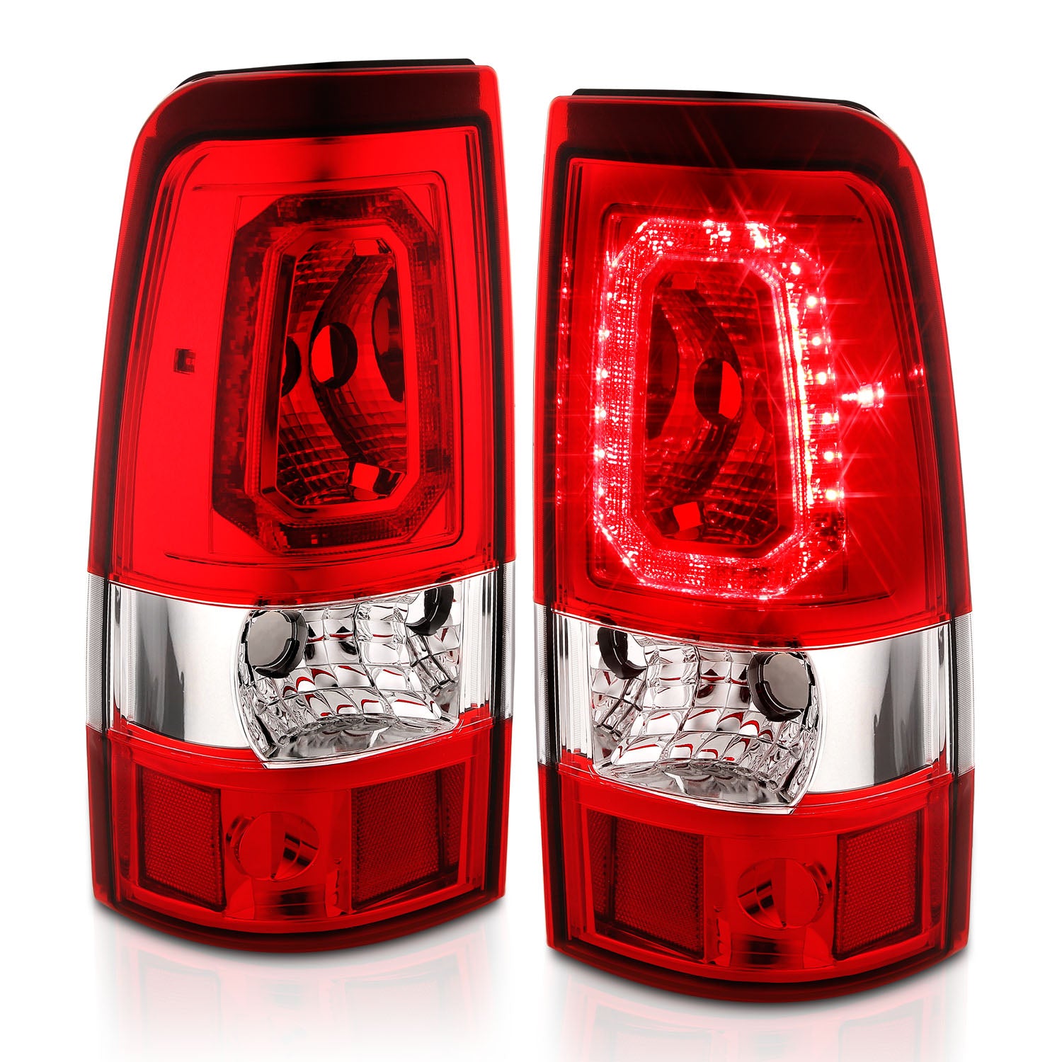 CHEVY SILVERADO 03-07 (1500/2500 SERIES 2003 & 1500/2500/3500 SRW SERIES 04-07) LED TAIL LIGHTS RED COLOR LIGHT BAR RED LENS (3 HOLE)