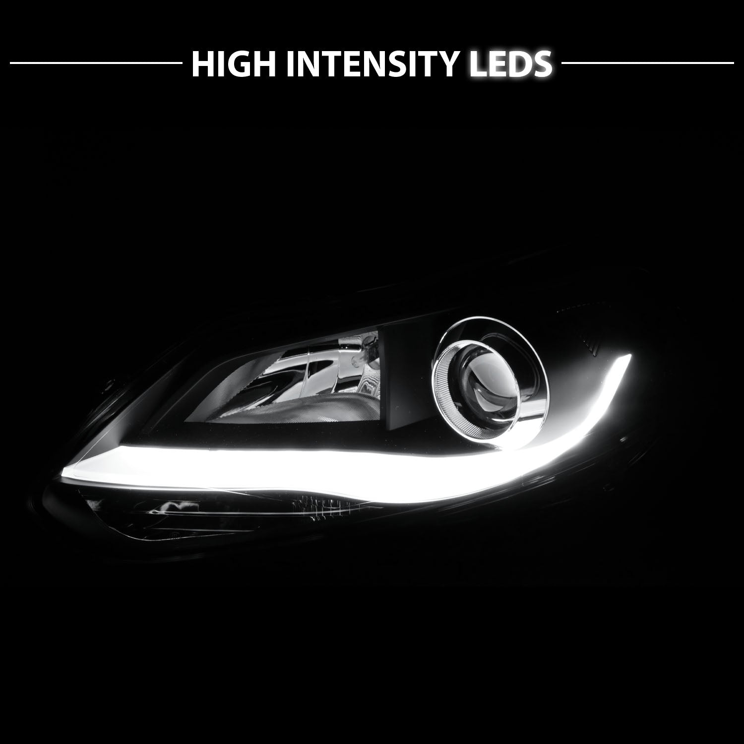 FORD FOCUS 12-13 PROJECTOR LIGHT BAR STYLE HEADLIGHTS BLACK CLEAR AMBER