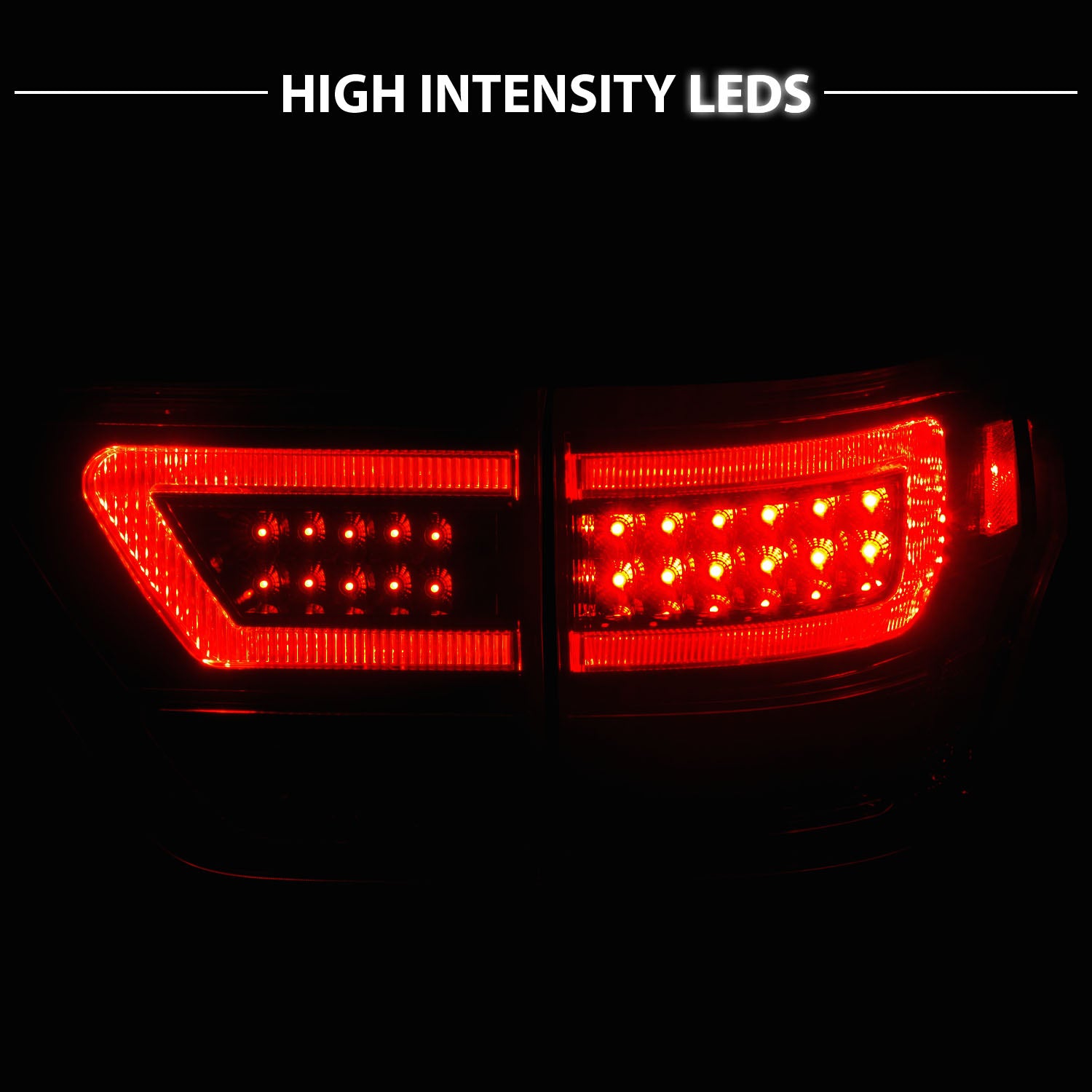 JEEP GRAND CHEROKEE 11-13 LED TAIL LIGHTS 4PCS BLACK HOUSING CLEAR LENS W/ C LIGHT BAR
