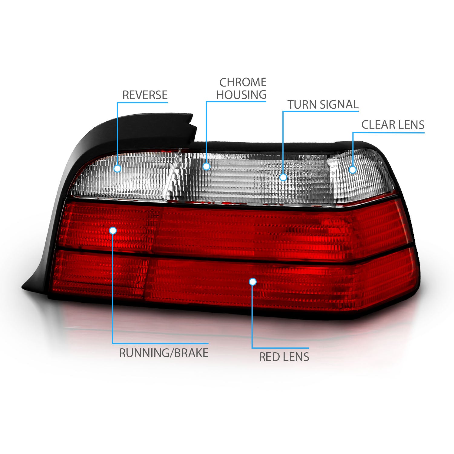 BMW 3 SERIES E36 92-98 2DR TAIL LIGHTS RED/CLEAR