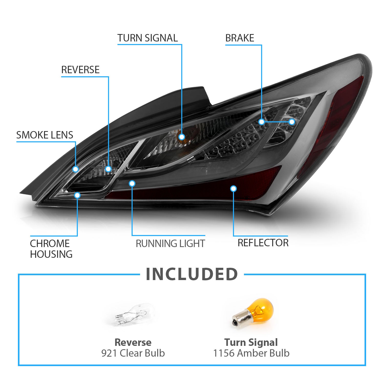 HYUNDAI GENESIS 10-13  2DR LED TAIL LIGHTS SMOKE
