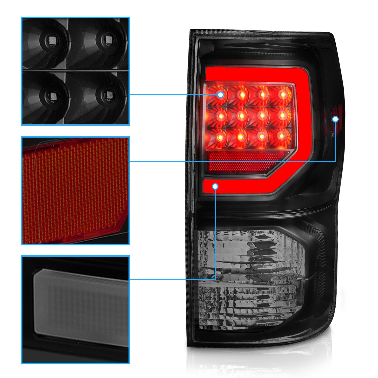 TOYOTA TUNDRA 07-11 FULL LED T.L BLACK HOUSING SMOKE LENS G2 (W/ C LIGHT BARS)