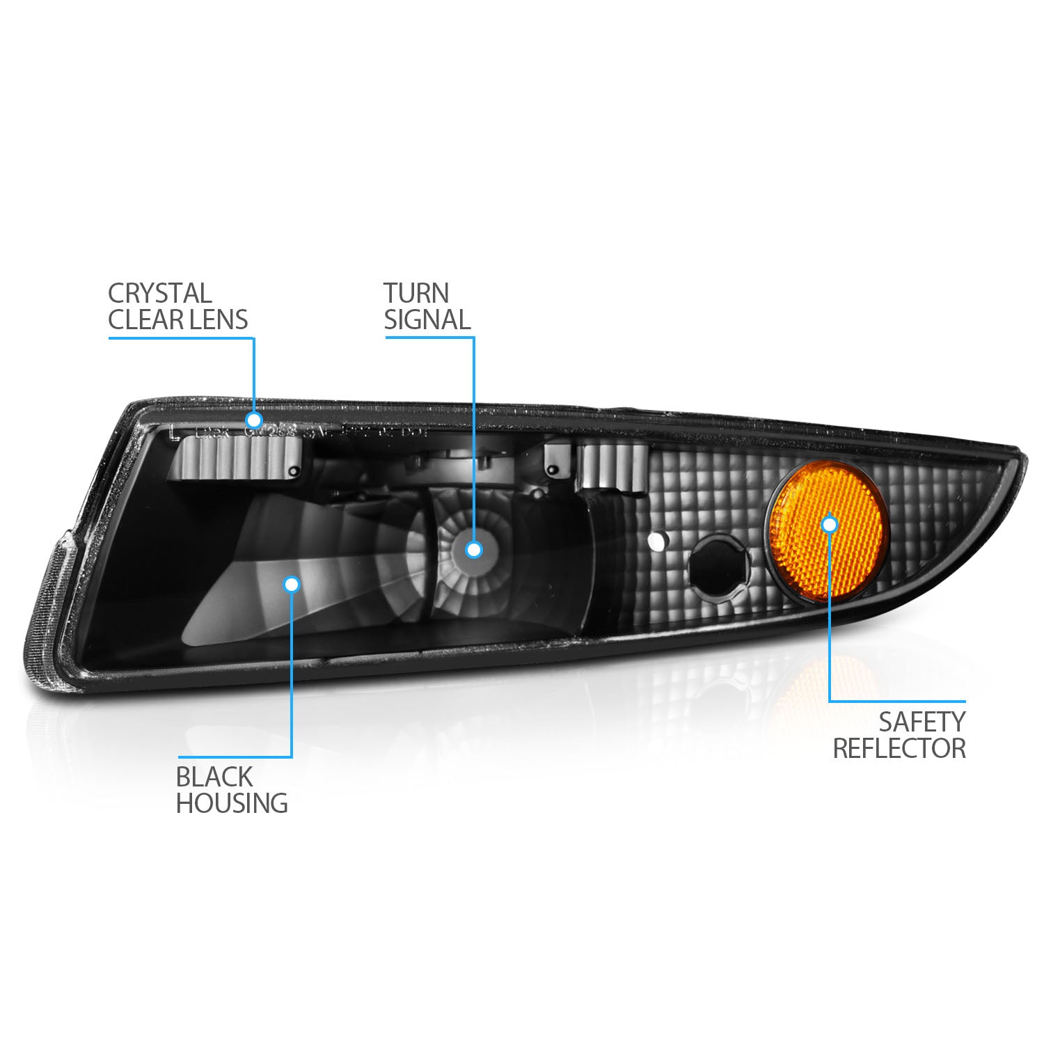 CHEVY CAMARO 93-02 BUMPER LIGHTS (PARKING/SIGNAL/MARKER LIGHTS) EURO BLACK AMBER