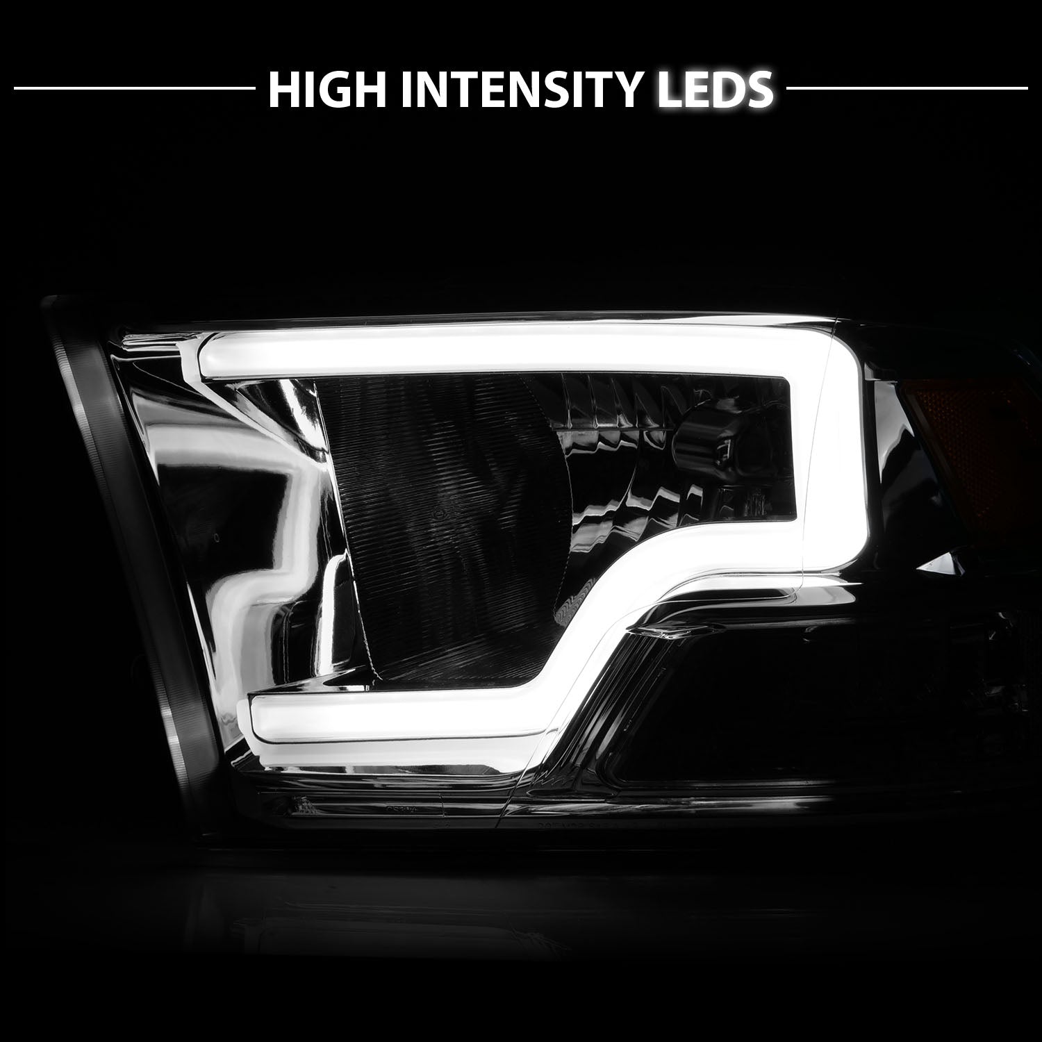 DODGE RAM 09-20 LIGHT BAR STYLE HEADLIGHTS CHROME HOUSING G2 AMBER (HALOGEN TYPE)