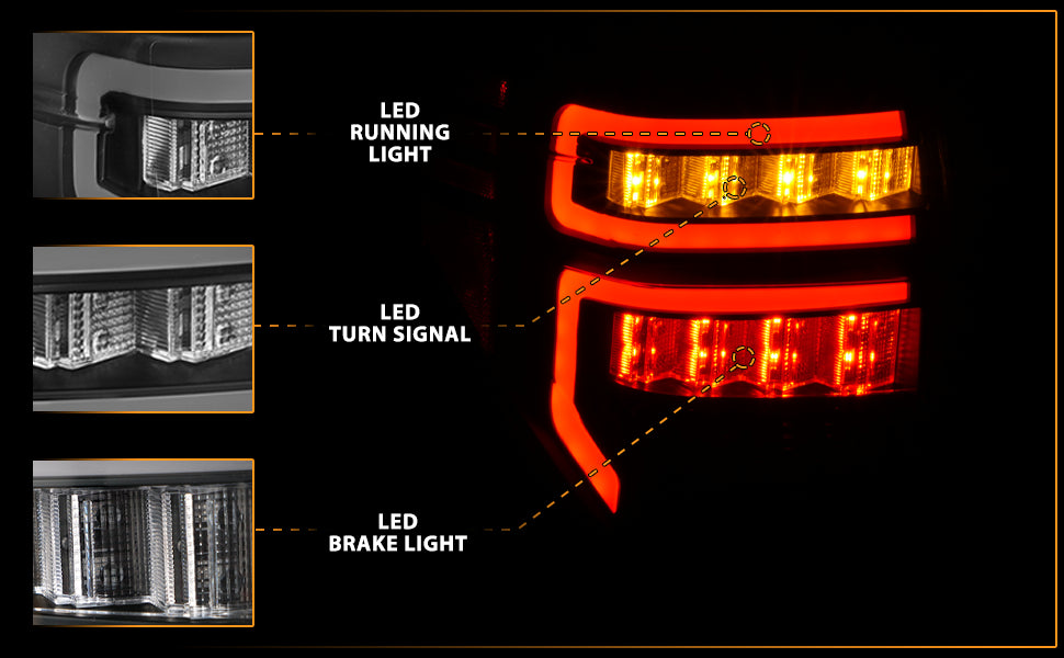TOYOTA 4 RUNNER 14-23 TAIL LIGHTS BLACK HOUSING CLEAR LENS RED LIGHT BAR