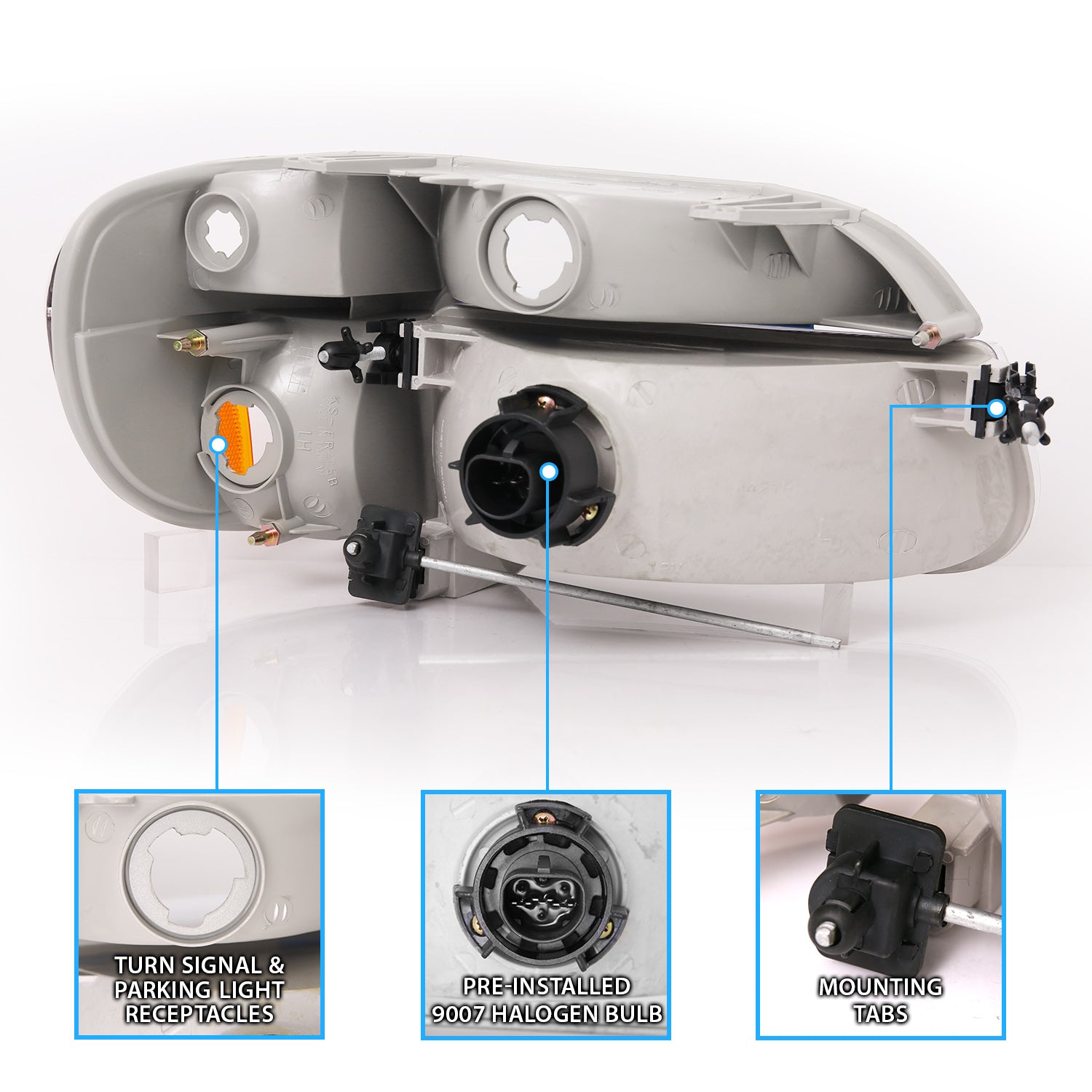 FORD EXPLORER 95-01 CRYSTAL HEADLIGHTS CHROME AMBER
