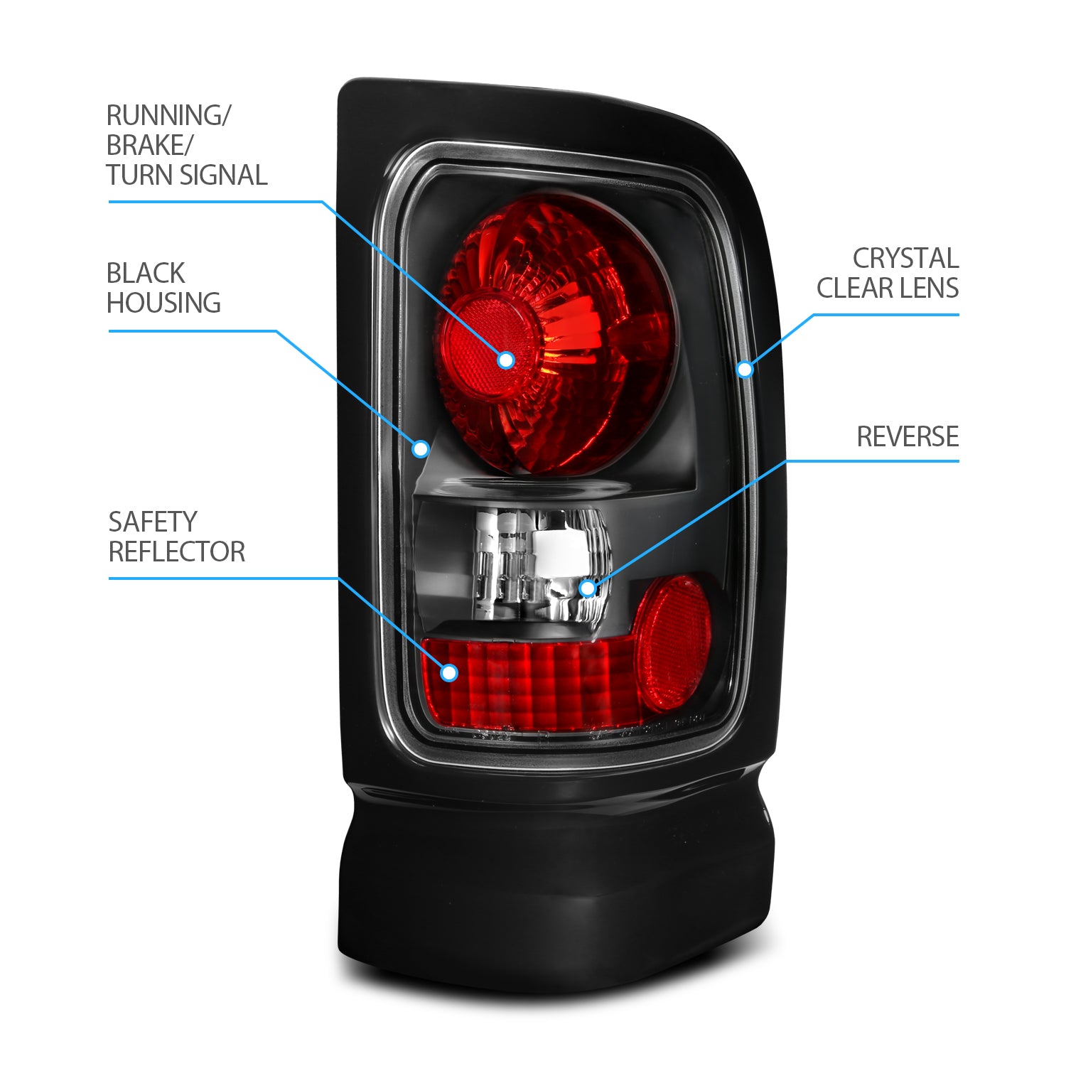 DODGE RAM 94-01 TAIL LIGHTS BLACK