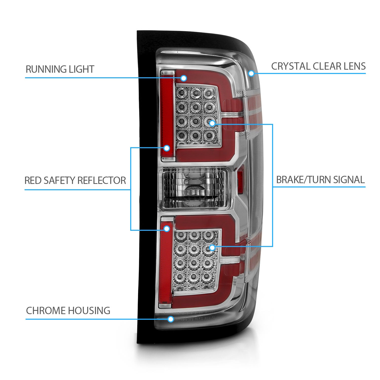 CHEVY SILVERADO 14-17 LED TAIL LIGHTS CHROME HOUSING CLEAR LENS (SEQUENTIAL SIGNAL)