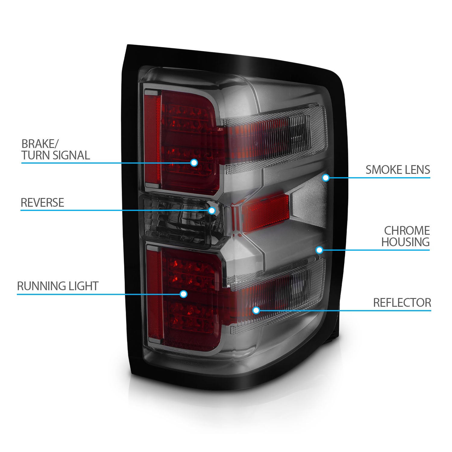 CHEVY SILVERADO 14-17 LED TAIL LIGHTS G2 SMOKE (NON-OEM LED ONLY)