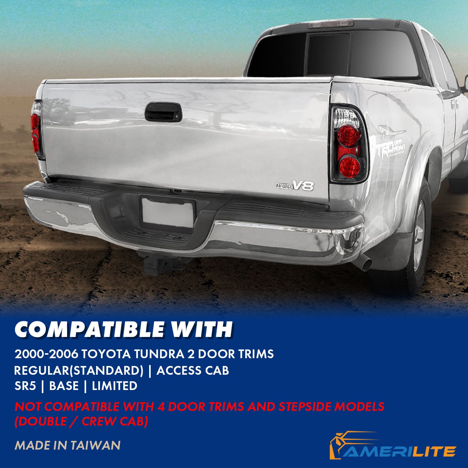 TOYOTA TUNDRA 00-04 TAIL LIGHTS BLACK HOUISNG CLEAR LENS