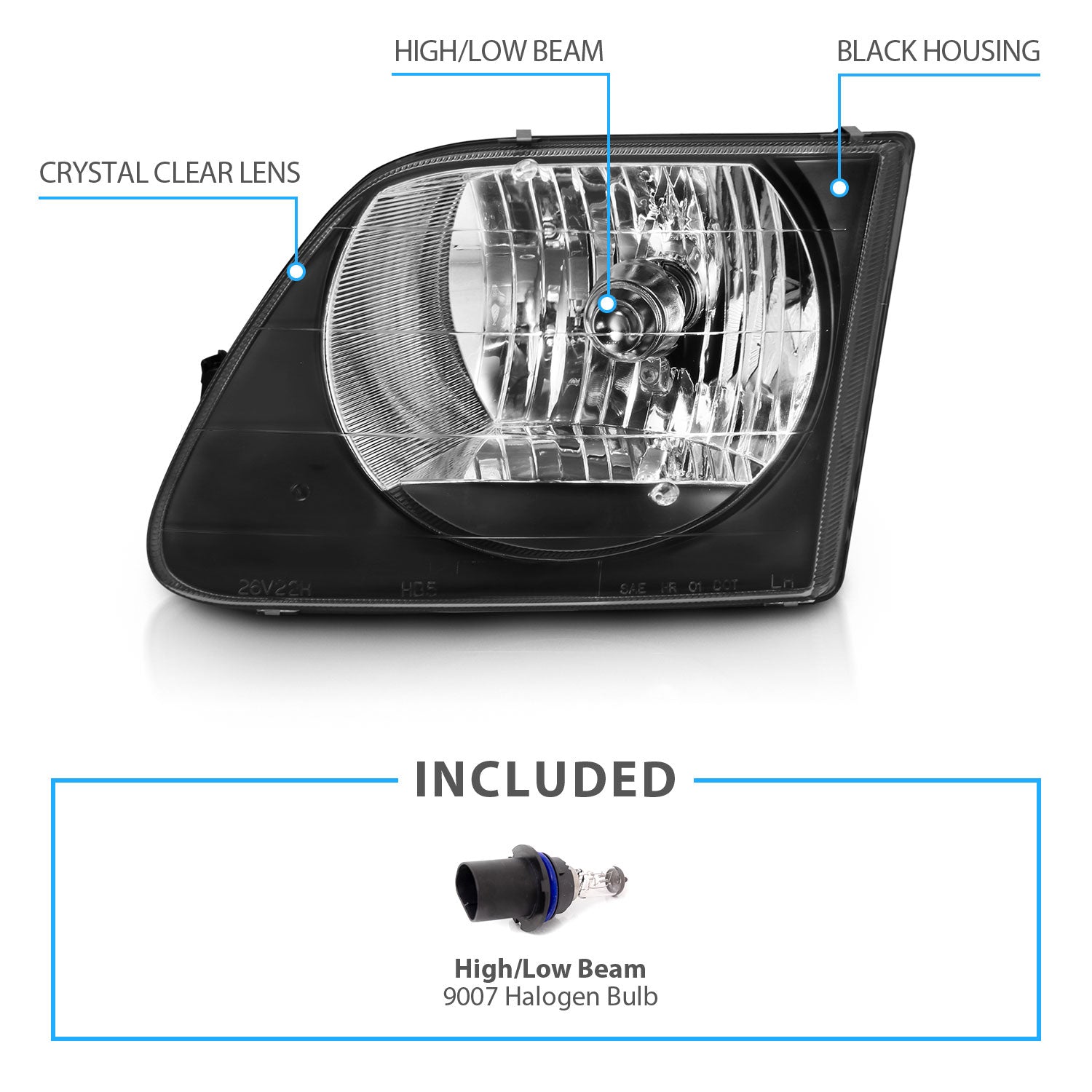 FORD F-150 97-03 HEADLIGHTS G2 BLACK