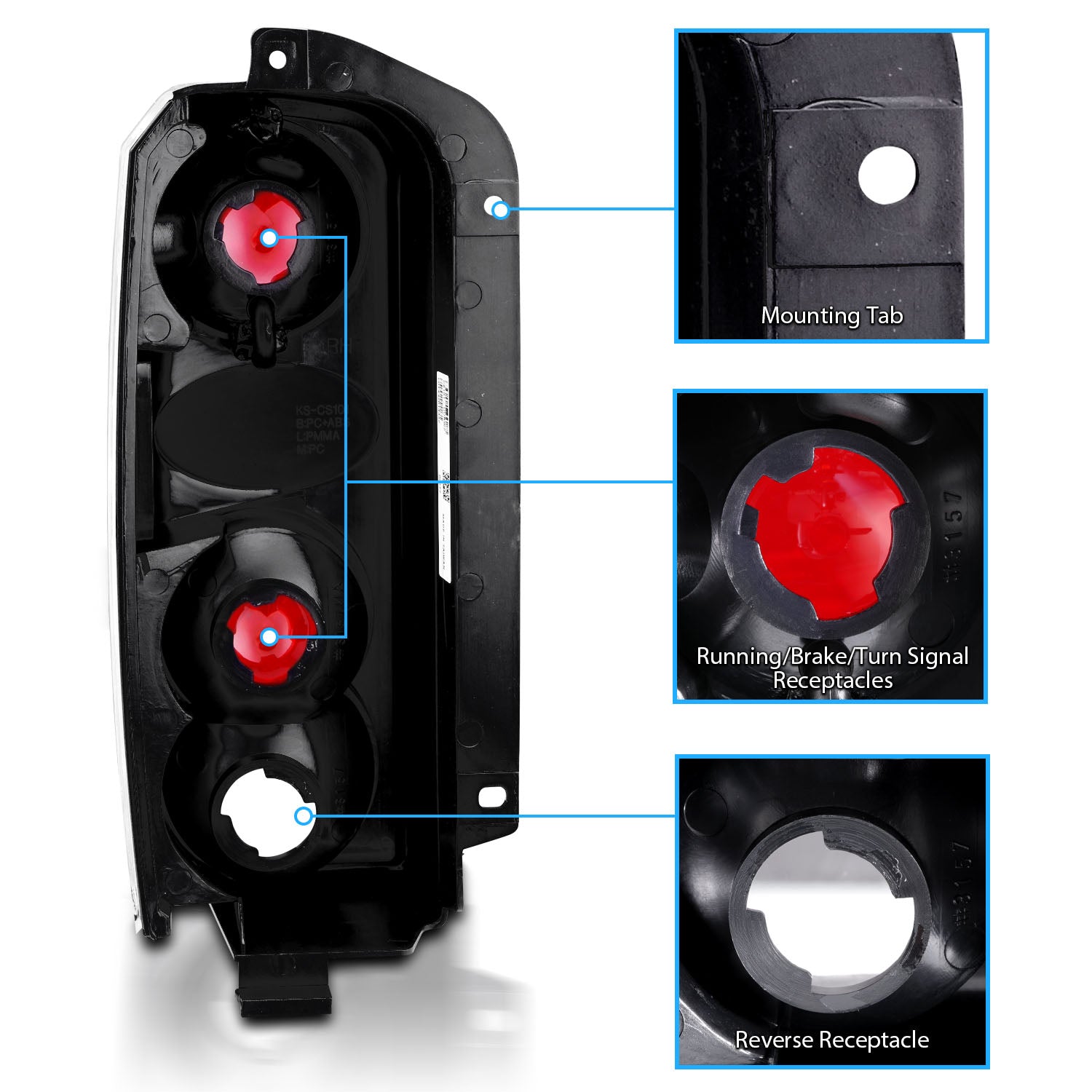 JEEP CHEROKEE 97-00 TAIL LIGHTS BLACK