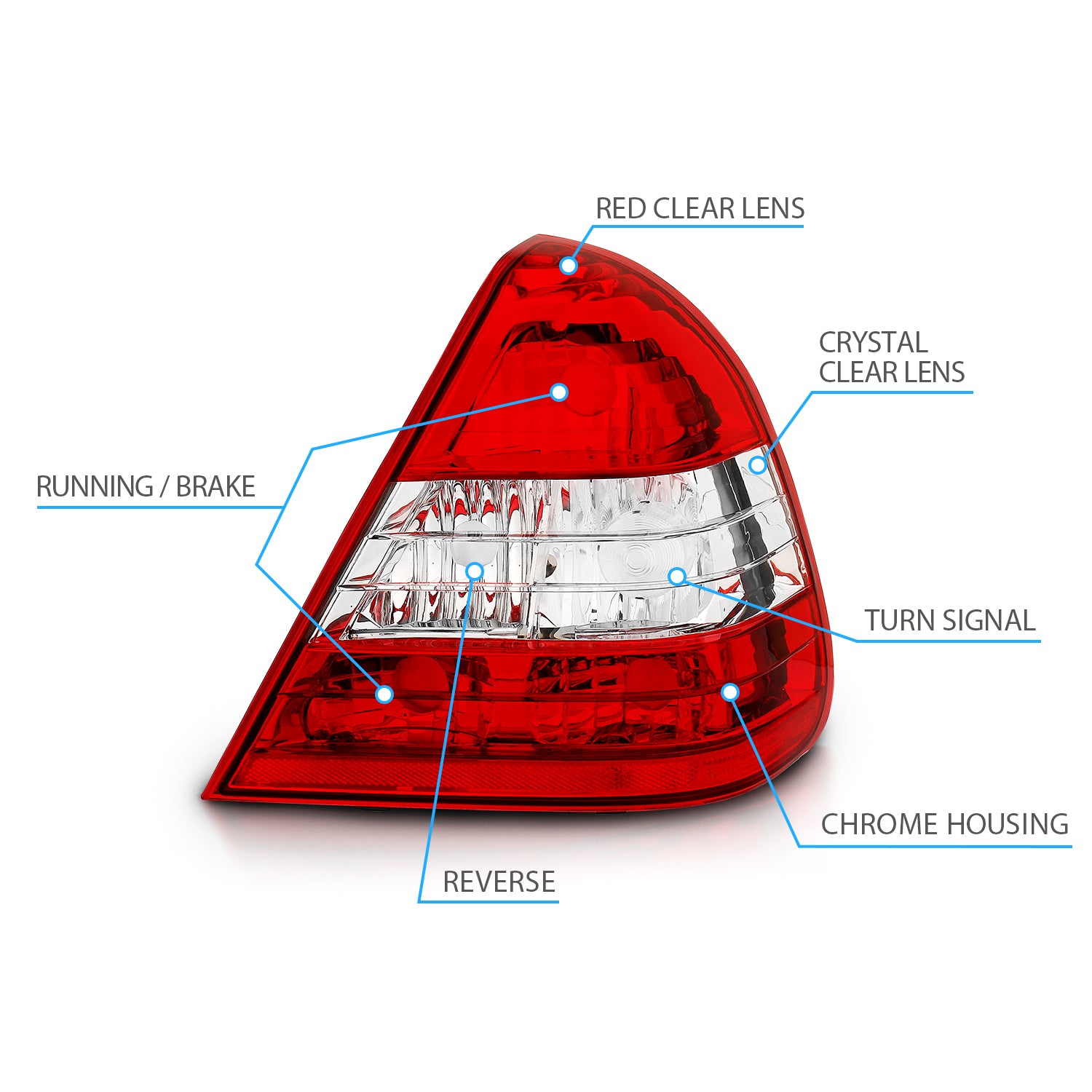 MBZ C CLASS W202 96-99 TAIL LIGHTS RED/CLEAR