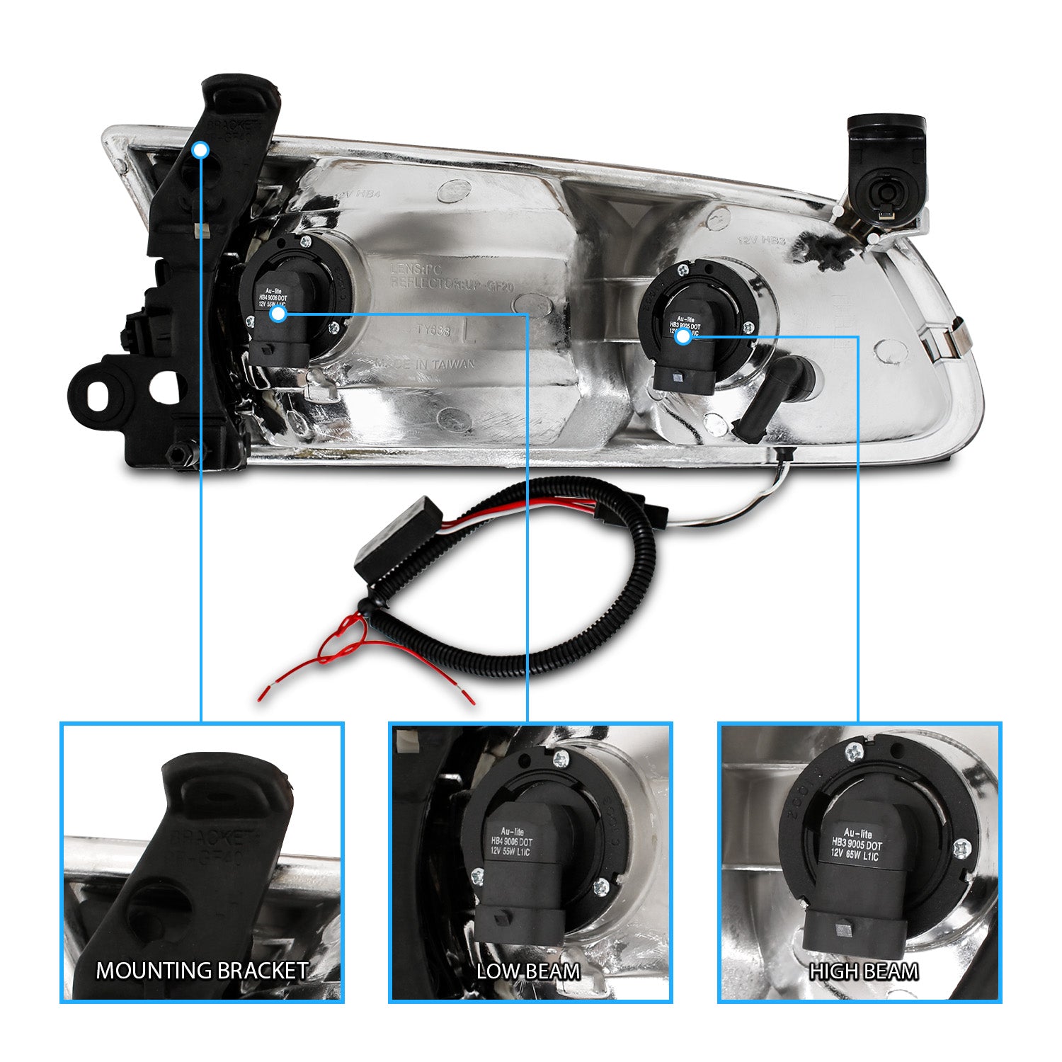 TOYOTA CAMRY 00-01 HEADLIGHTS HALO CHROME