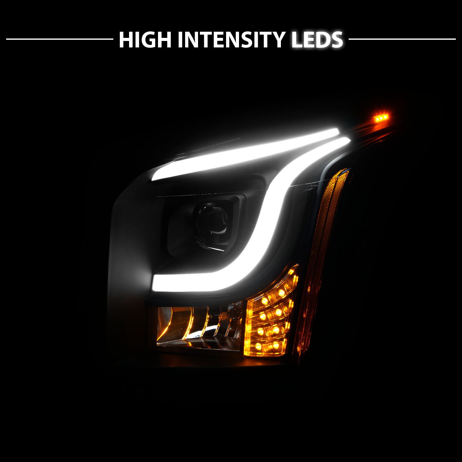 GMC YUKON/YUKON XL 15-19 PROJECTOR LIGHT BAR STYLE HEADLIGHTS BLACK CLEAR AMBER
