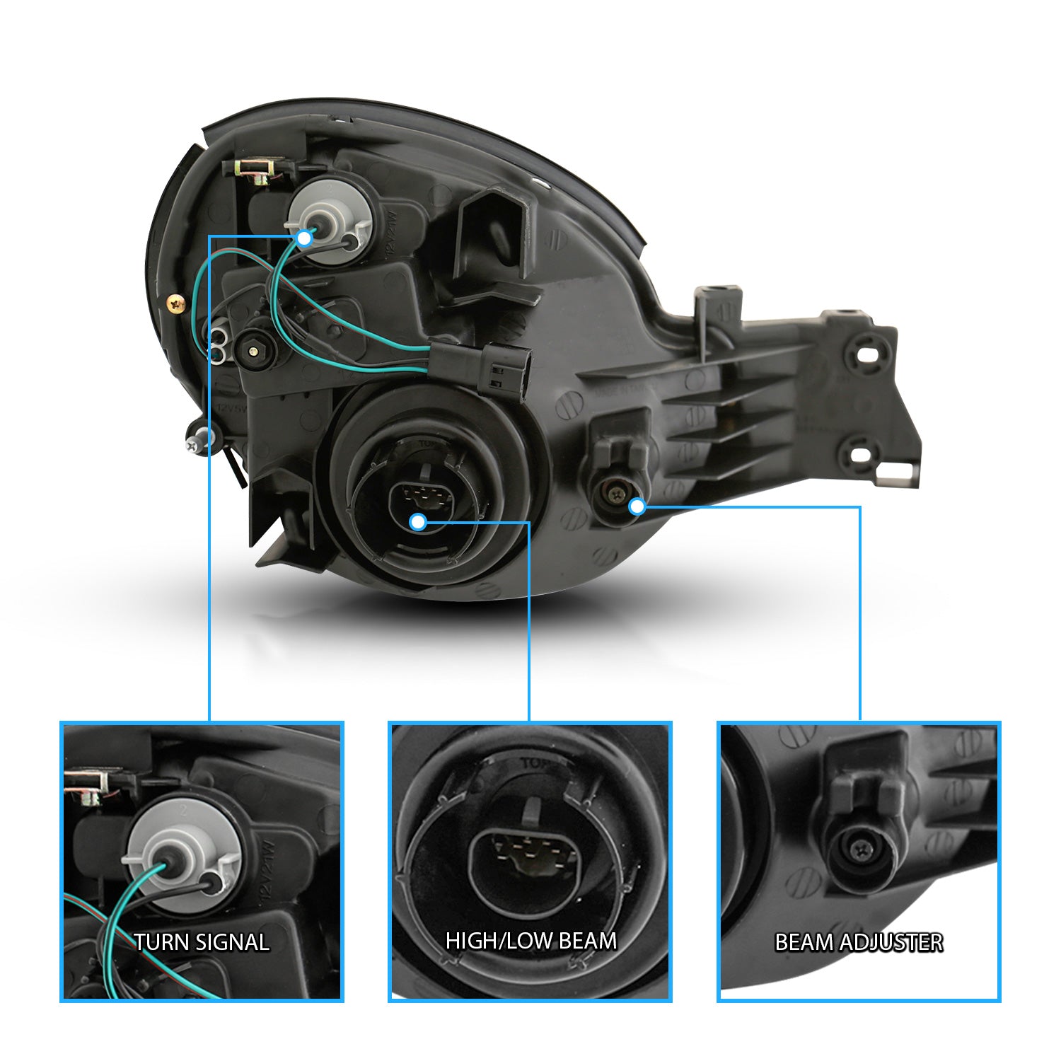 SUBARU IMPREZA 02-04 CRYSTAL HEADLIGHTS BLACK