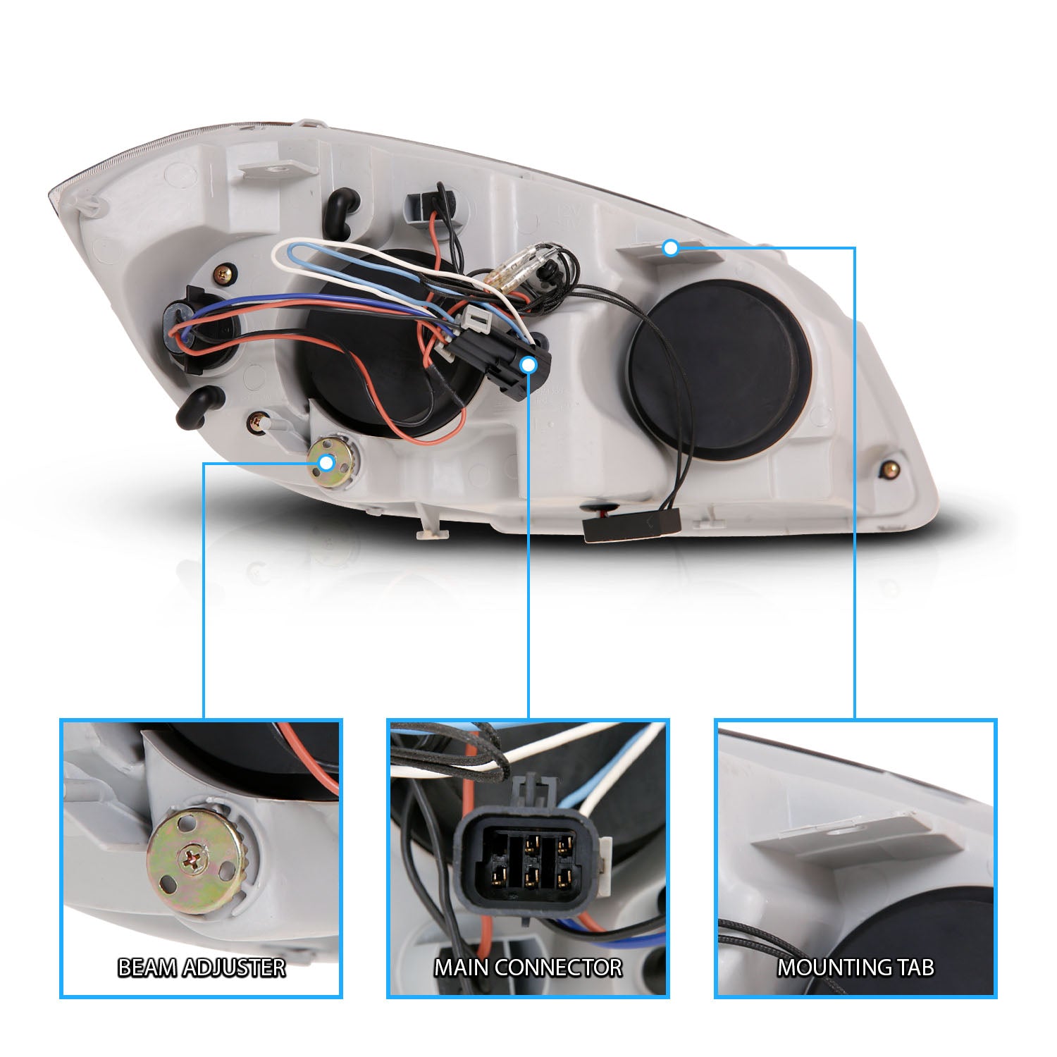 CHEVY COBALT 05-UP PROJECTOR HEADLIGHTS HALO W/O CCFL BAR BLACK CLEAR AMBER