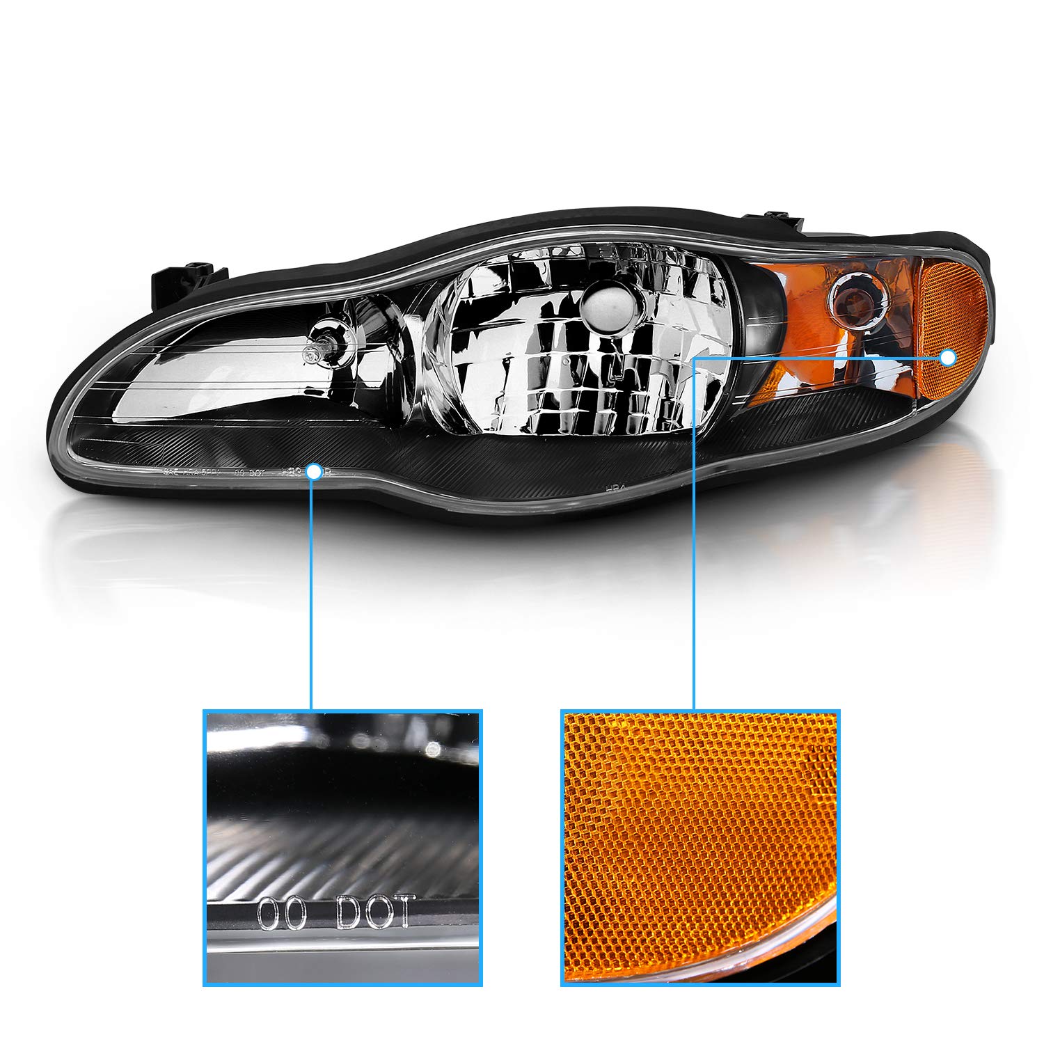 CHEVY MONTE CARLO 00-05 HEADLIGHTS BLACK AMBER