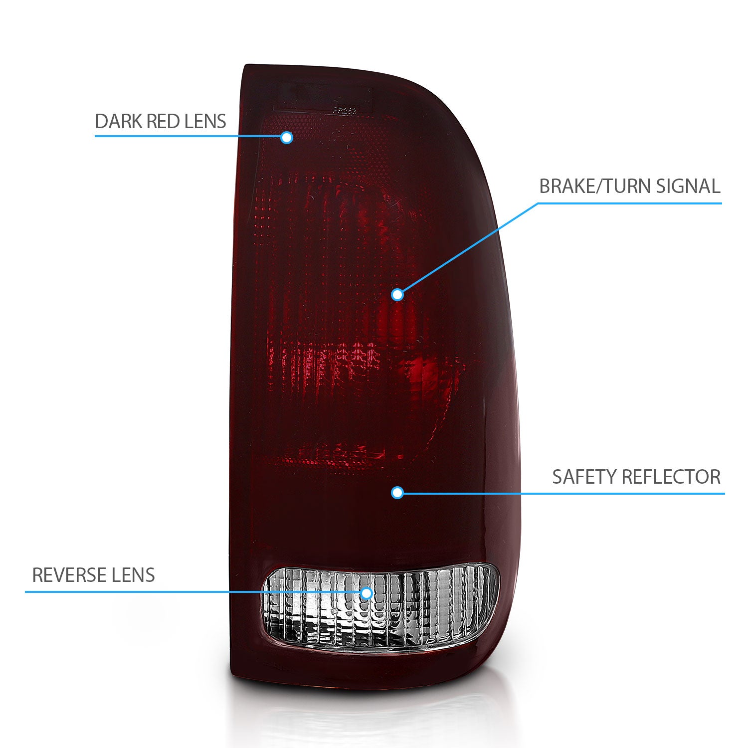 FORD F-SERIES STYLE SIDE 97-03 TAIL LIGHTS DARK RED LENS