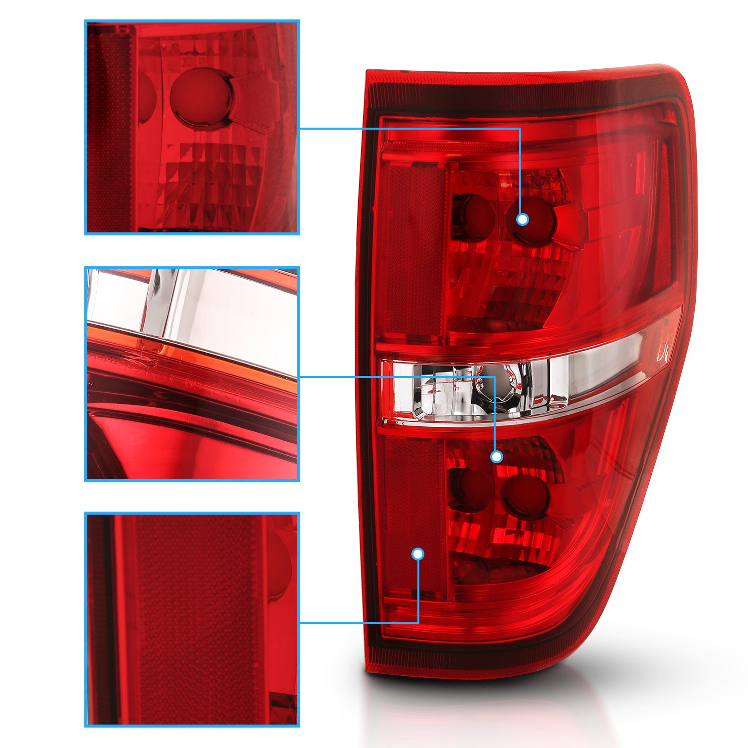 FORD F-150 09-14 TAIL LIGHTS RED/CLEAR (W/O BULB)