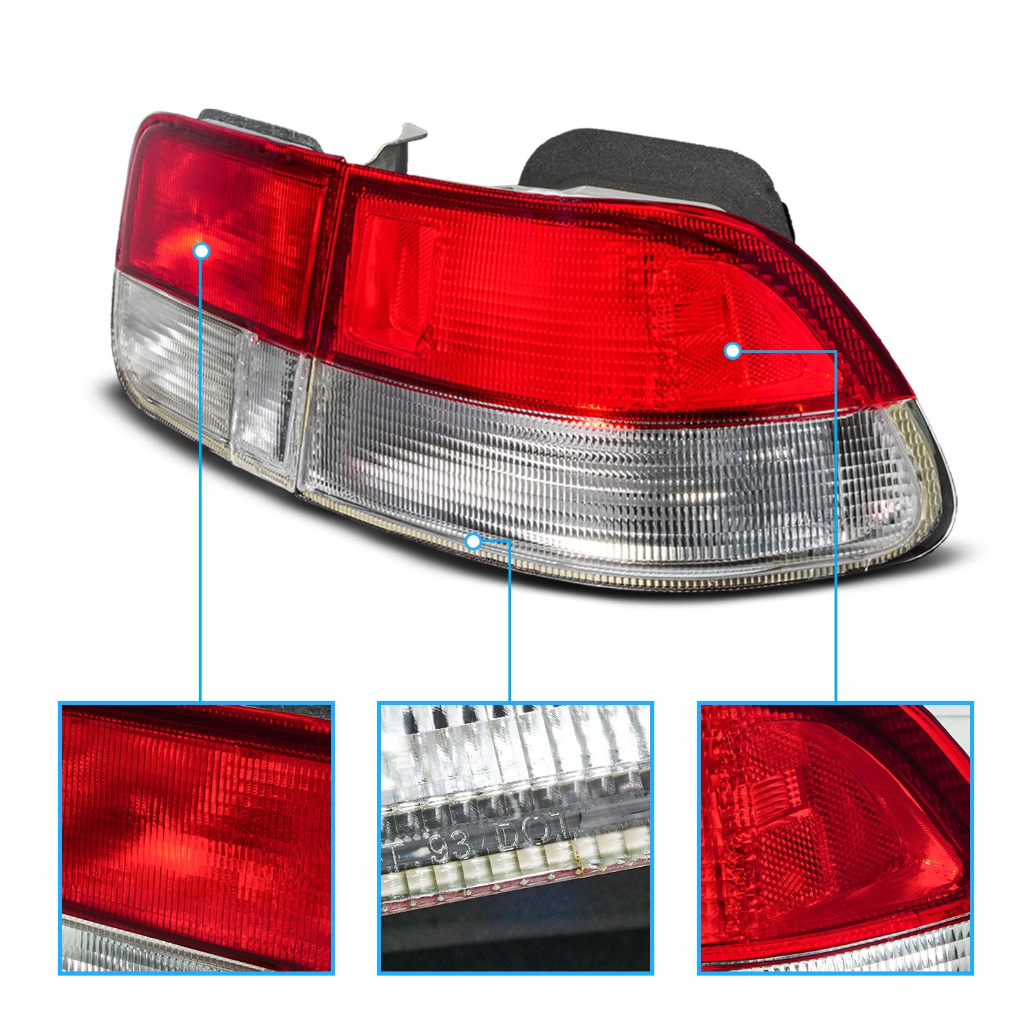 HONDA CIVIC 96-00 2DR TAIL LIGHTS RED/CLEAR (4 PCS) (OEM)
