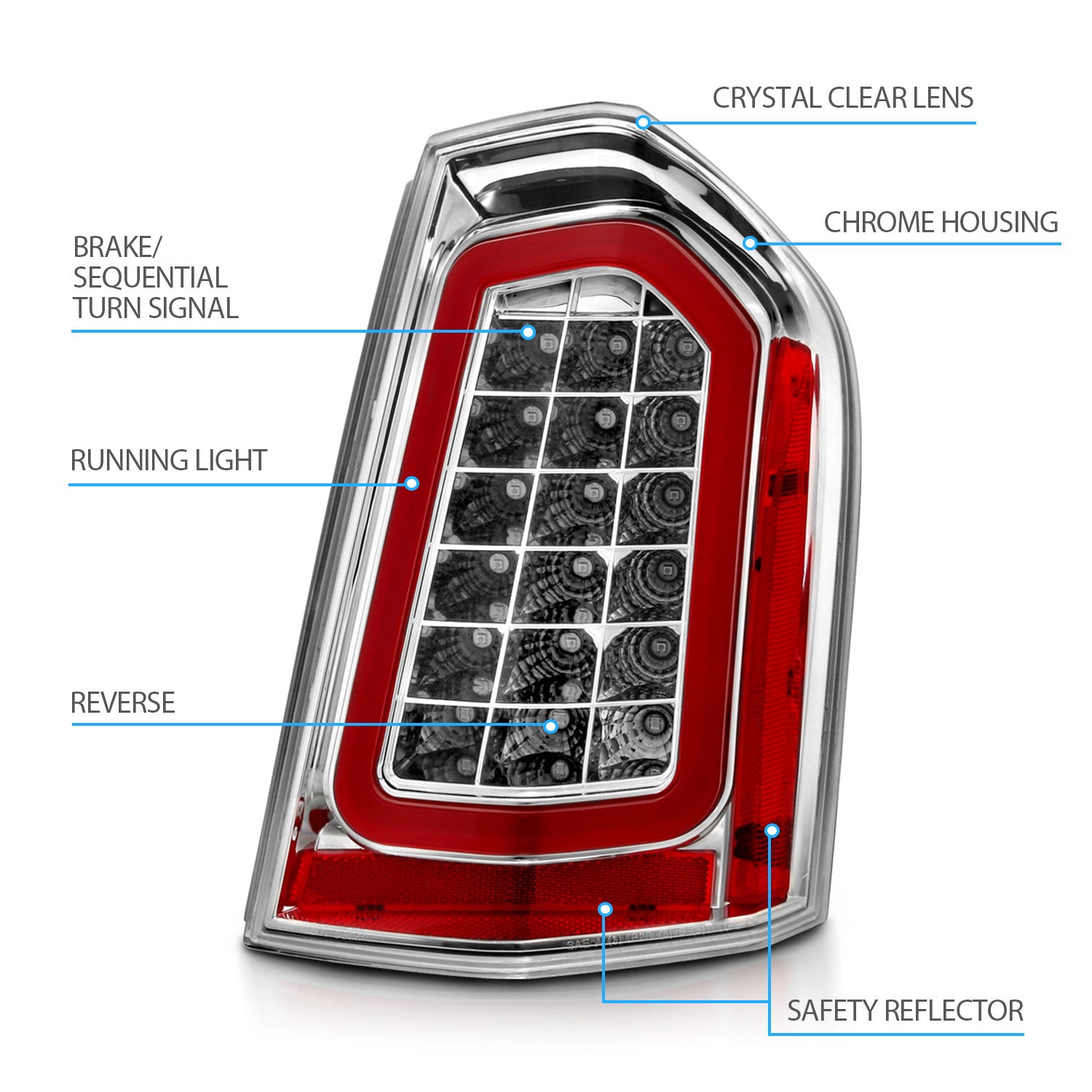 CHRYSLER 300 11-14 LED TAIL LIGHTS CHROME (SEQUENTIAL SIGNAL)