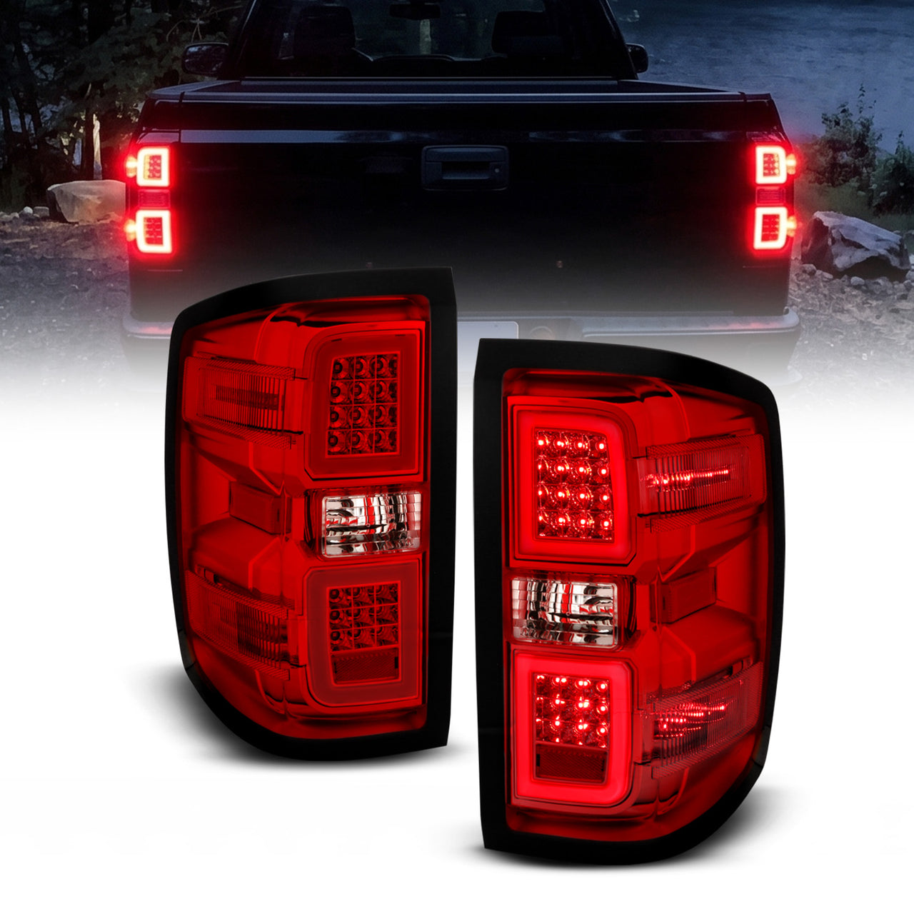 CHEVY SILVERADO 14-17 LED TAIL LIGHTS G4 RED LENS