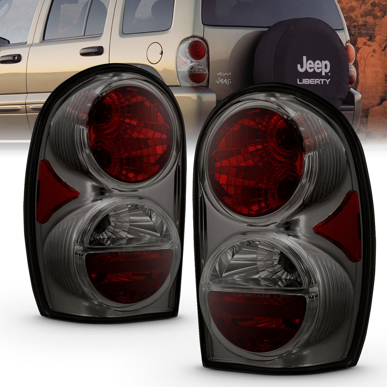 JEEP LIBERTY 02-05 TAIL LIGHTS SMOKE