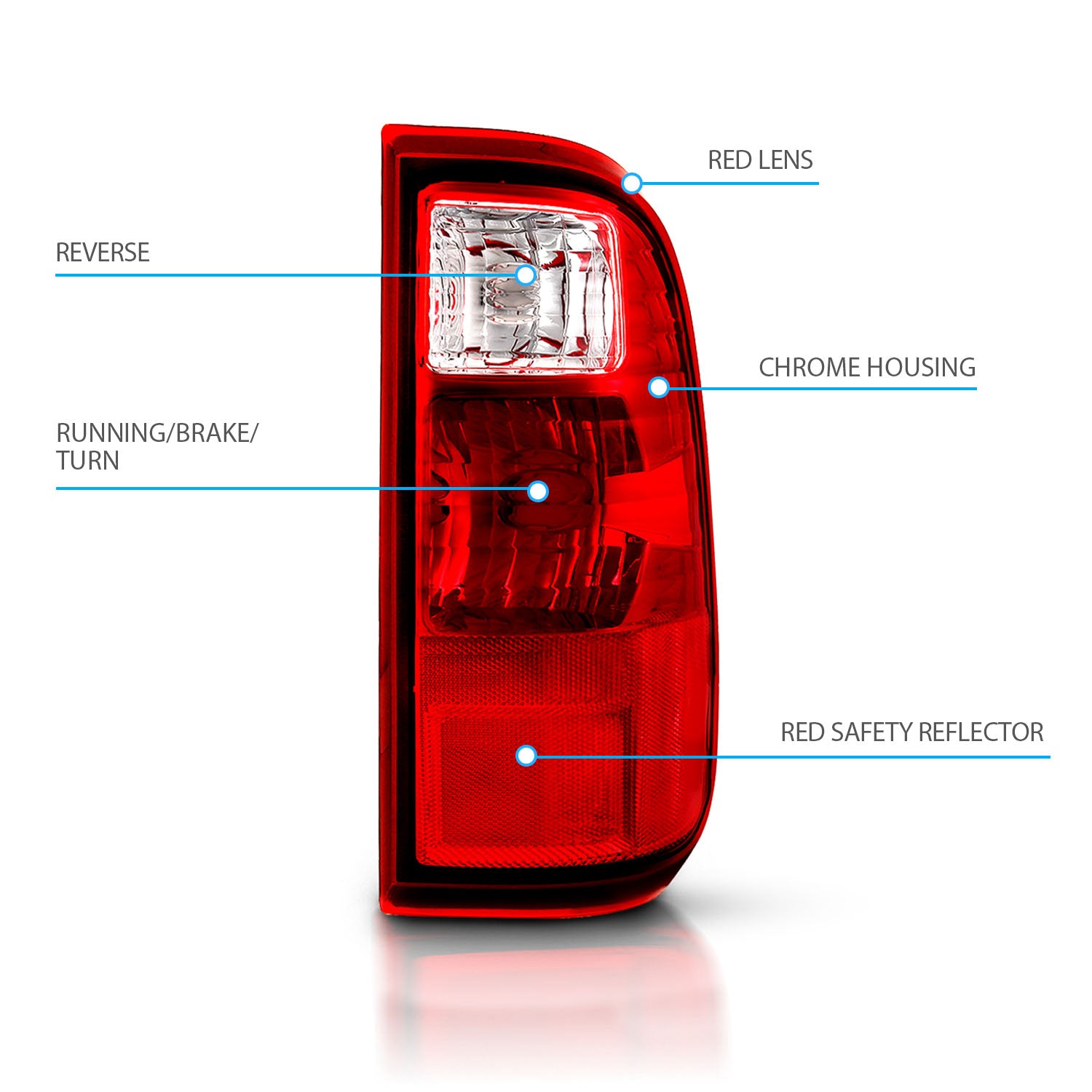 FORD F-250/SUPER DUTY 08-09 TAIL LIGHTS CHROME (OE REPLACEMENT)