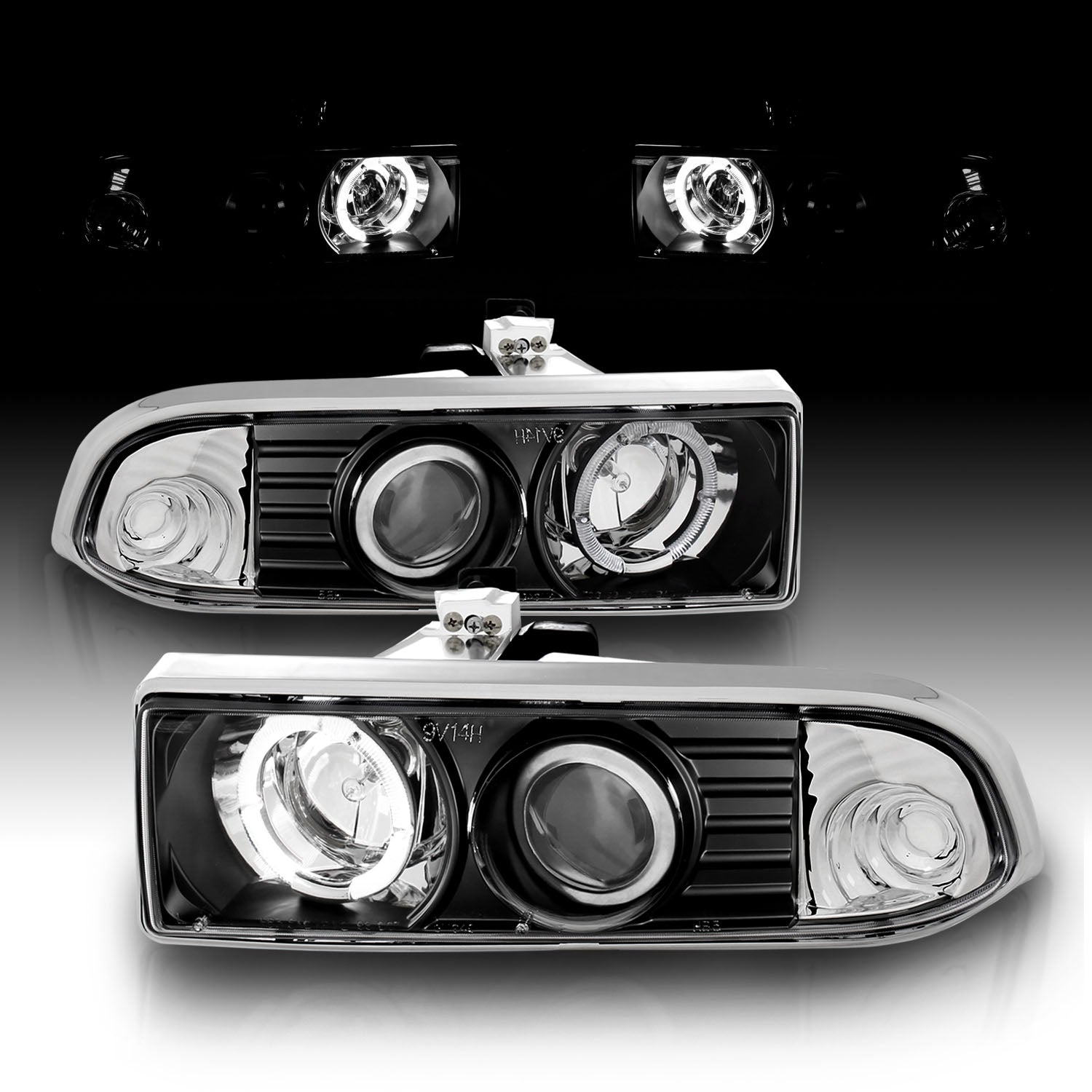 CHEVY S10/BLAZER 98-04 PROJECTOR HEADLIGHTS HALO BLACK CLEAR