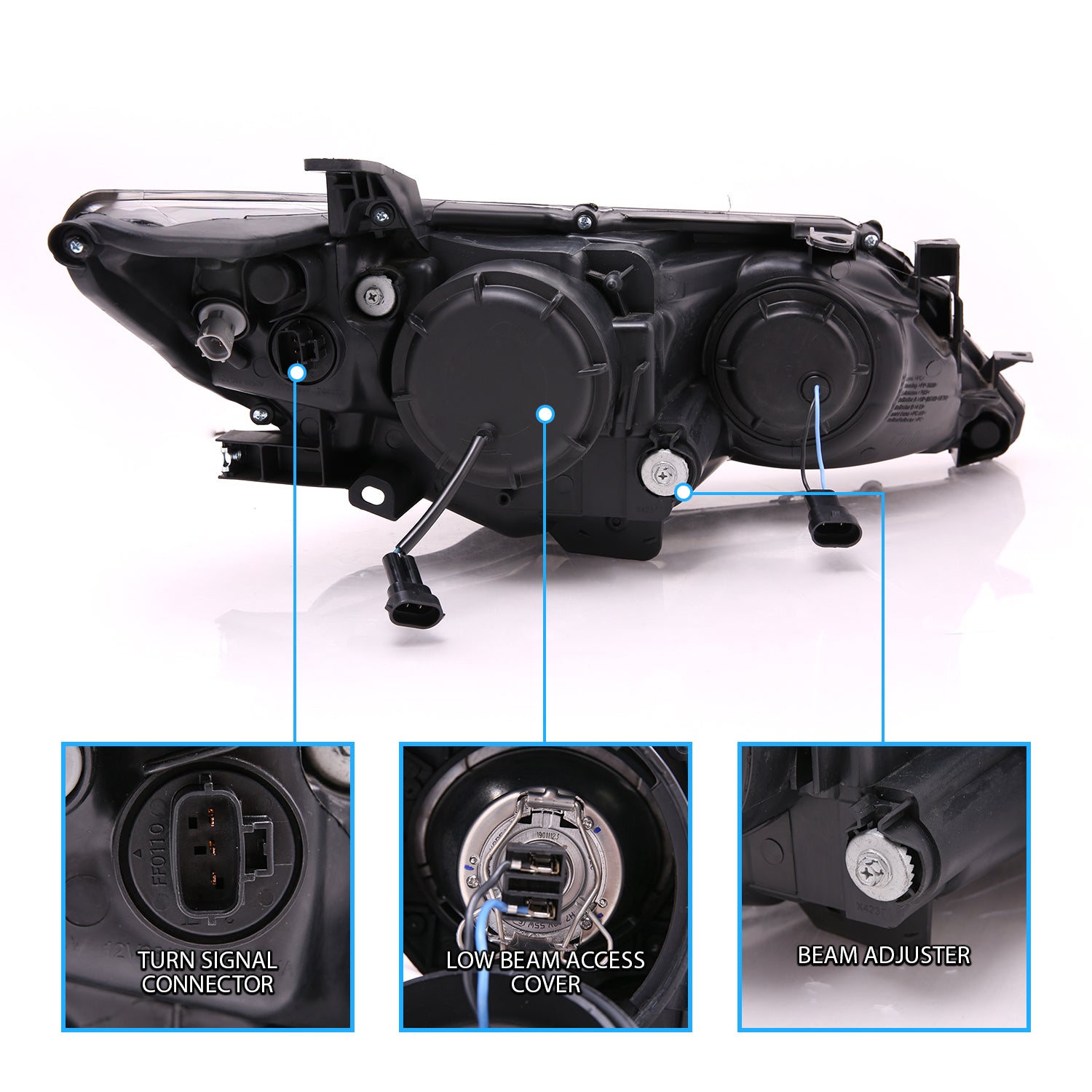 TOYOTA CAMRY 12-13 PROJECTOR HEADLIGHTS HALO BLACK CLEAR AMBER