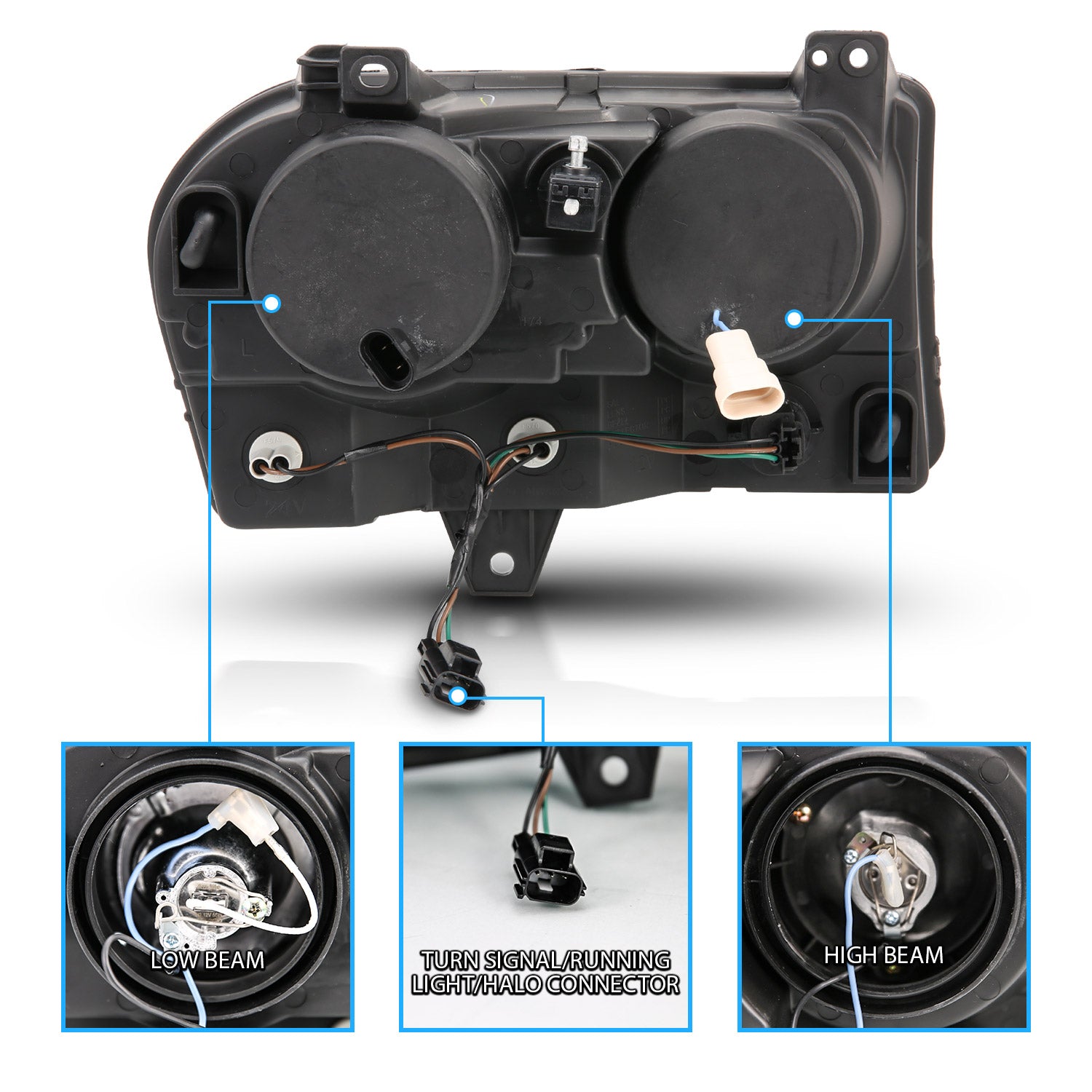 CHRYSLER 300 (05:2.7L,3.5L ENG)/(07-10:W/O DELAY OPTION) 05-10 PROJECTOR HEADLIGHTS HALO LED BLACK (RX HALO)