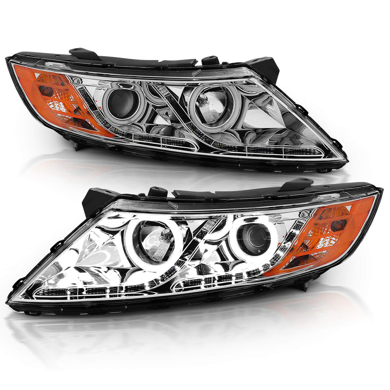 KIA OPTIMA 11-15 PROJECTOR HEADLIGHTS HALO CHROME CLEAR AMBER (RX HALO)