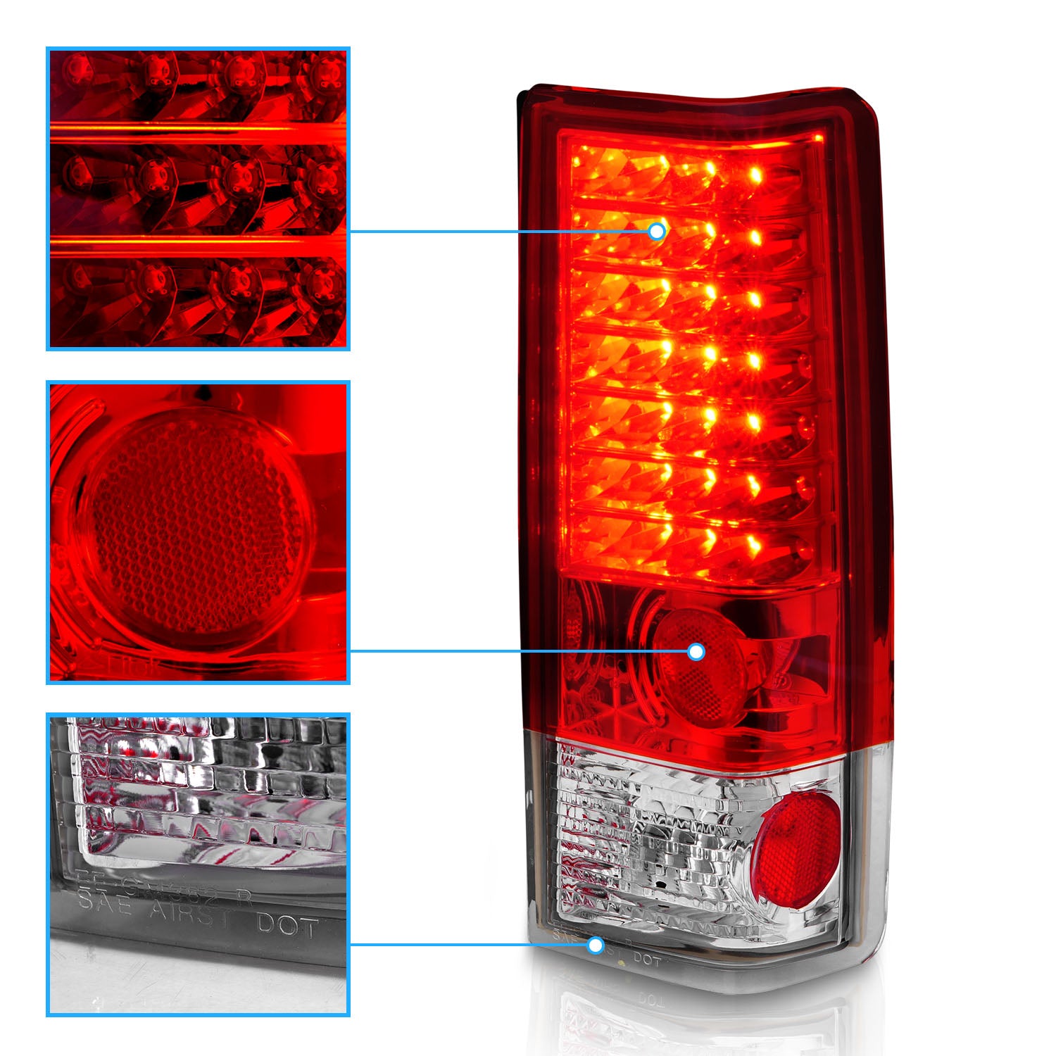 CHEVY ASTRO/GMC SAFARI VAN 85-05 LED TAIL LIGHTS RED/CLEAR