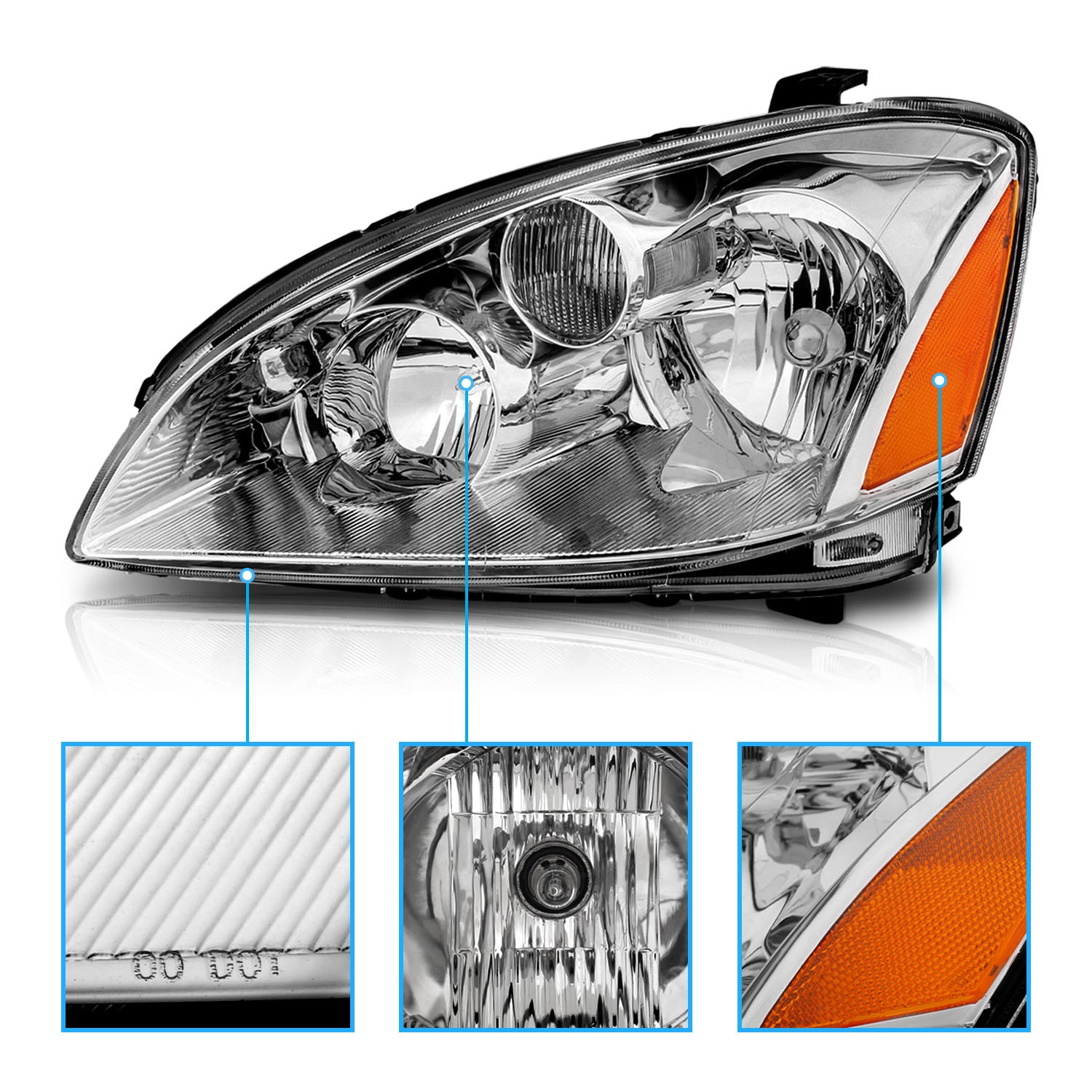 NISSAN ALTIMA 02-04 HEADLIGHTS CRYSTAL CLEAR AMBER