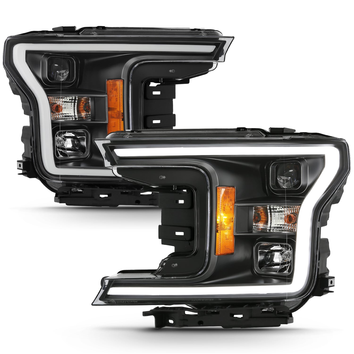 FORD F-150 18-20 PROJECTOR LIGHT BAR STYLE HEADLIGHTS BLACK AMBER