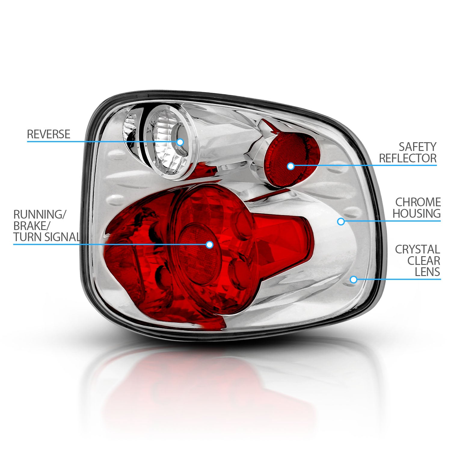 FORD F-SERIES FLARE SIDE 97-03 TAIL LIGHTS VERSION 2 CHROME