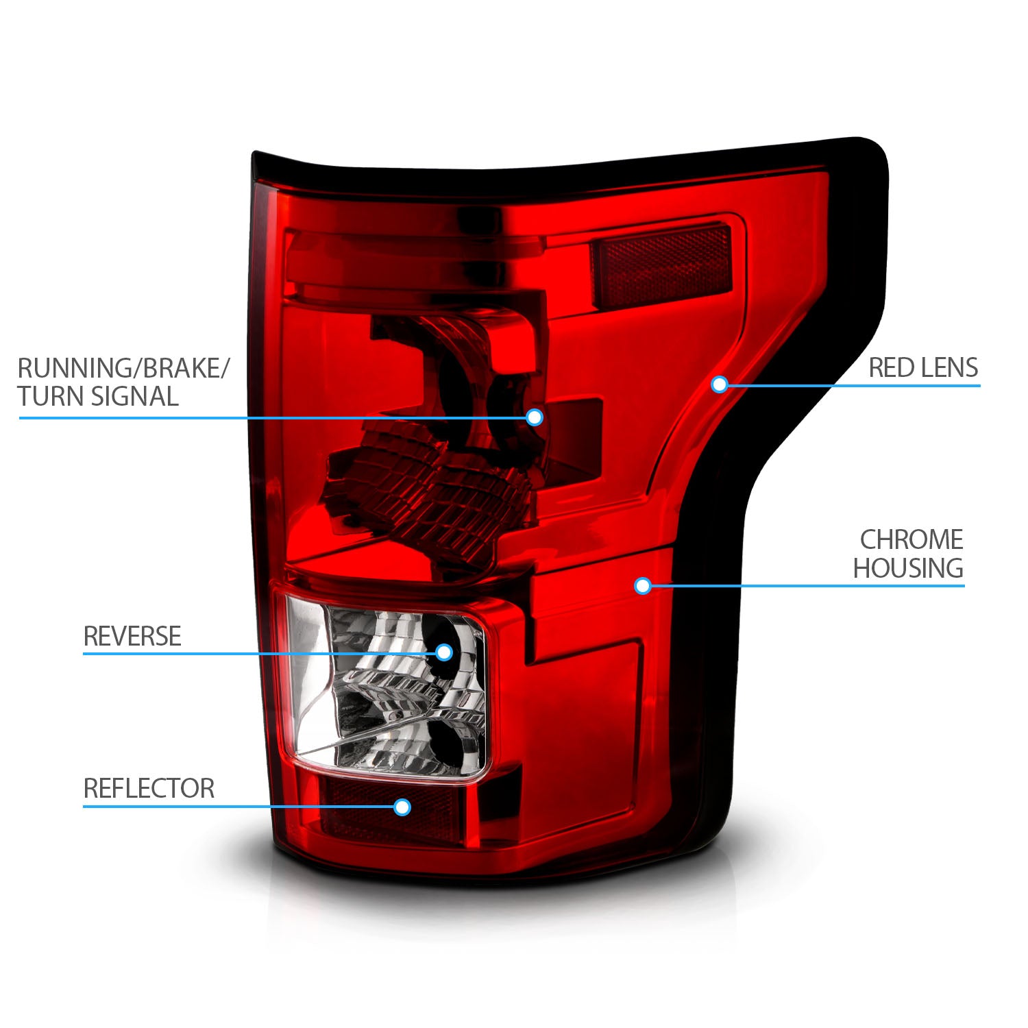 FORD F-150 15-17 TAIL LIGHT RED/CLEAR LENS (OE STYLE)
