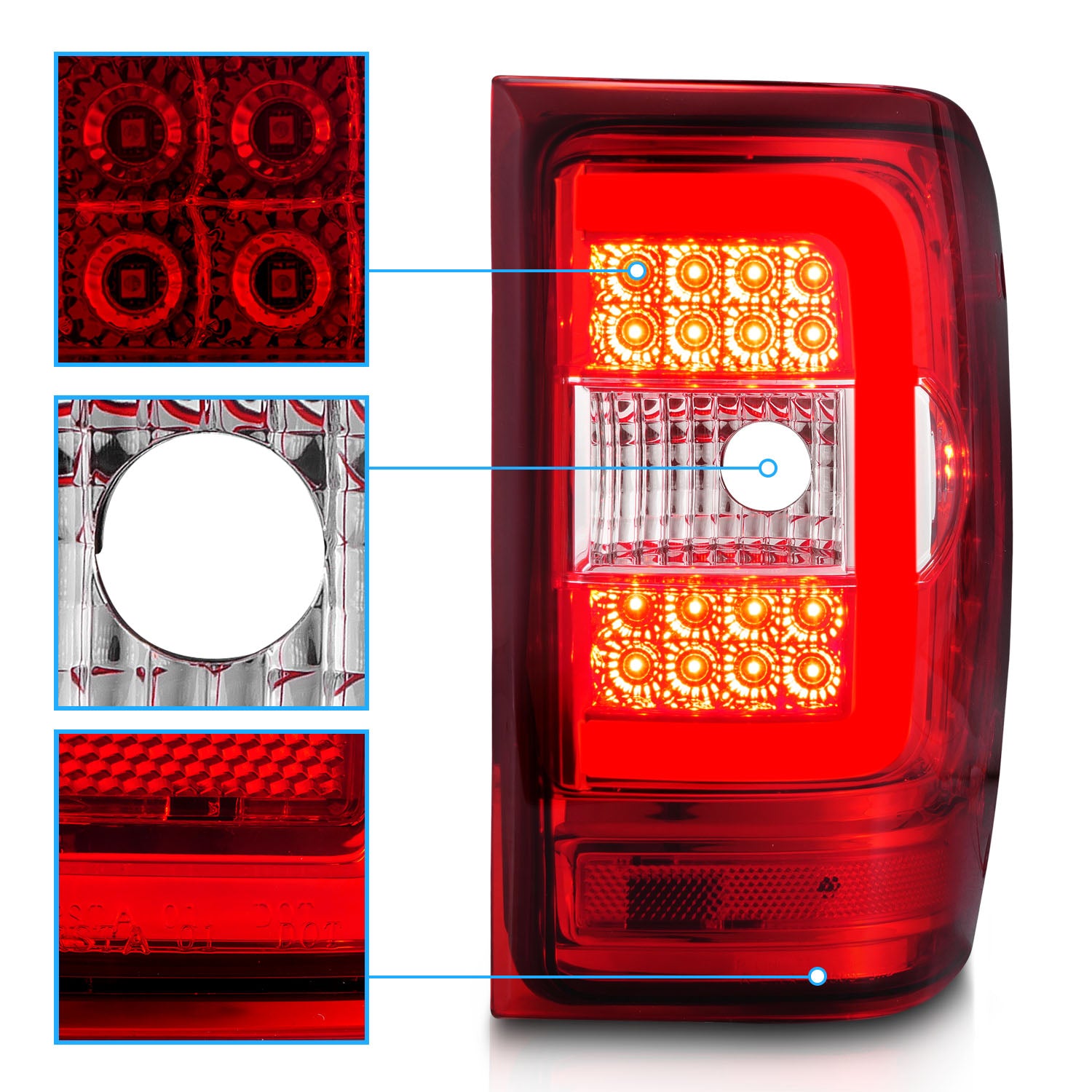 FORD RANGER 01-11 TAIL LIGHTS RED/CLEAR LENS W/C LIGHT BAR