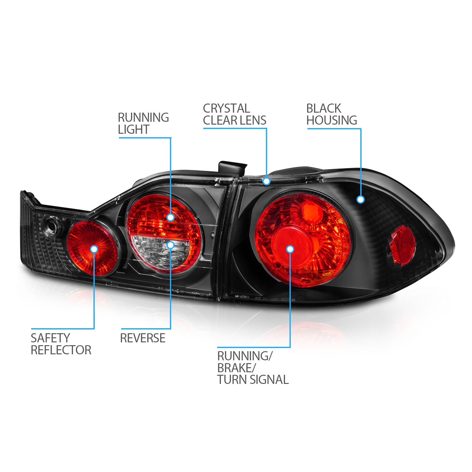 HONDA ACCORD 98-00 4DR TAIL LIGHTS G2 BLACK