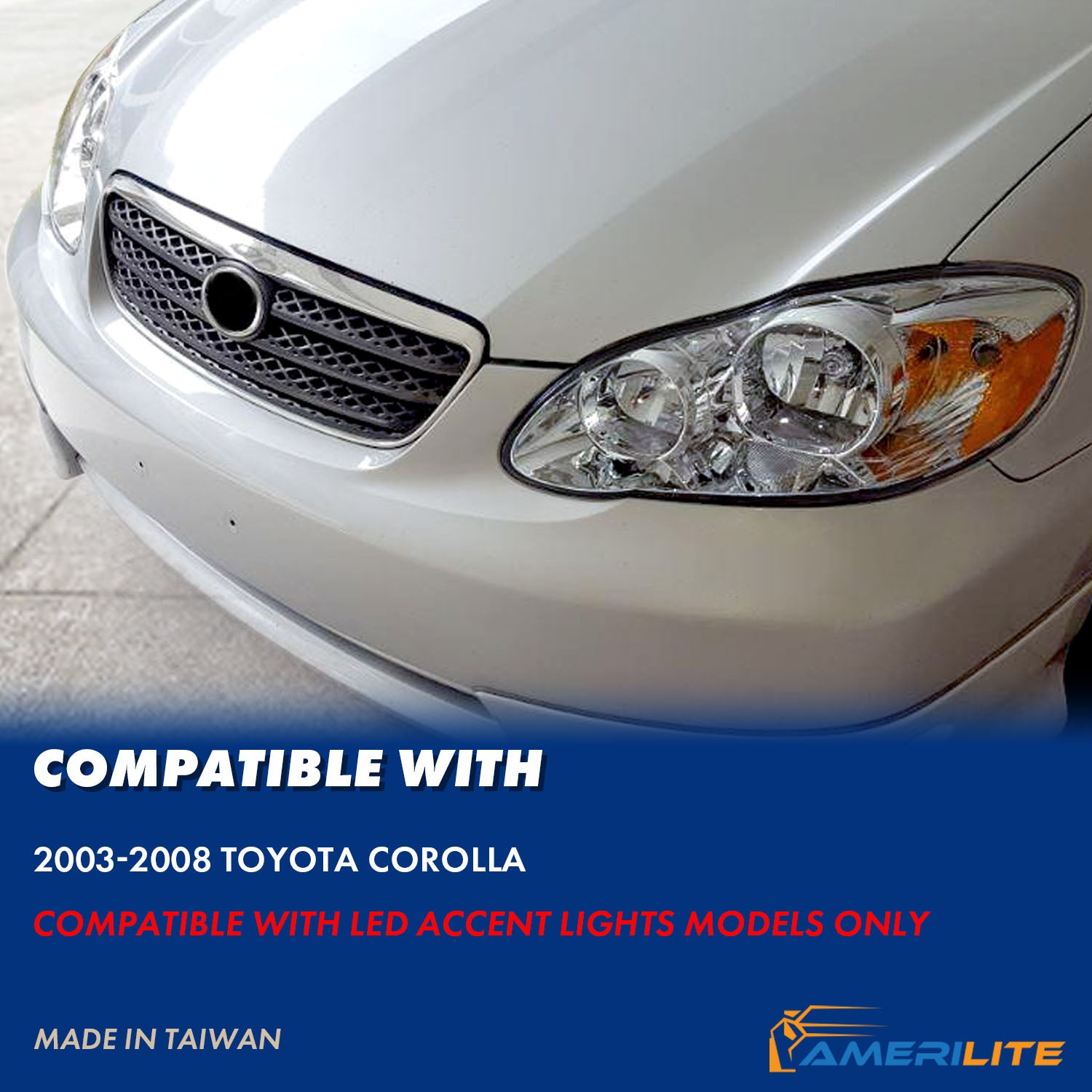 TOYOTA COROLLA 05-08 HEADLIGHTS CHROME AMBER