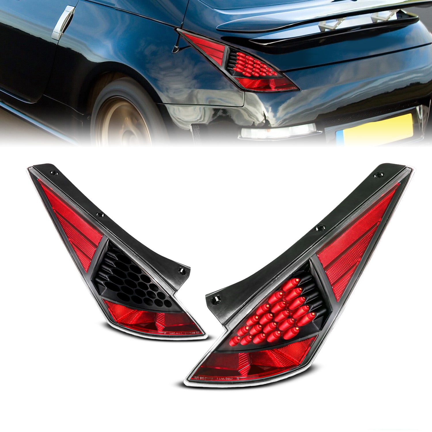 NISSAN 350Z 03-06 LED TAIL LIGHTS ALL BLACK HOUSING