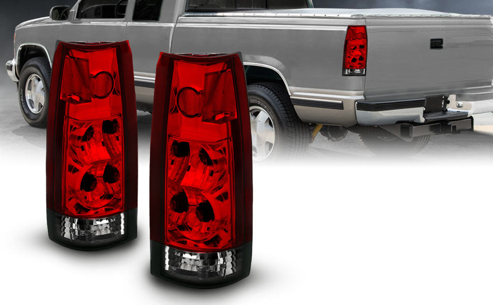 Chevy/GMC C/K 1500/2500/3500 88-99, SUBURBAN/YUKON 92-00, TAHOE 94-00, BLAZER 92-94, CADILLAC ESCALADE 99-00 TAIL LIGHTS RED/SMOKE NEW VERSION