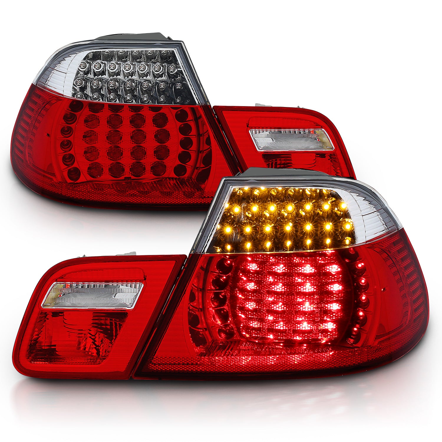 BMW 3 SERIES E46 99-00 2DR LED TAIL LIGHTS SET RED/CLEAR 4 PCS