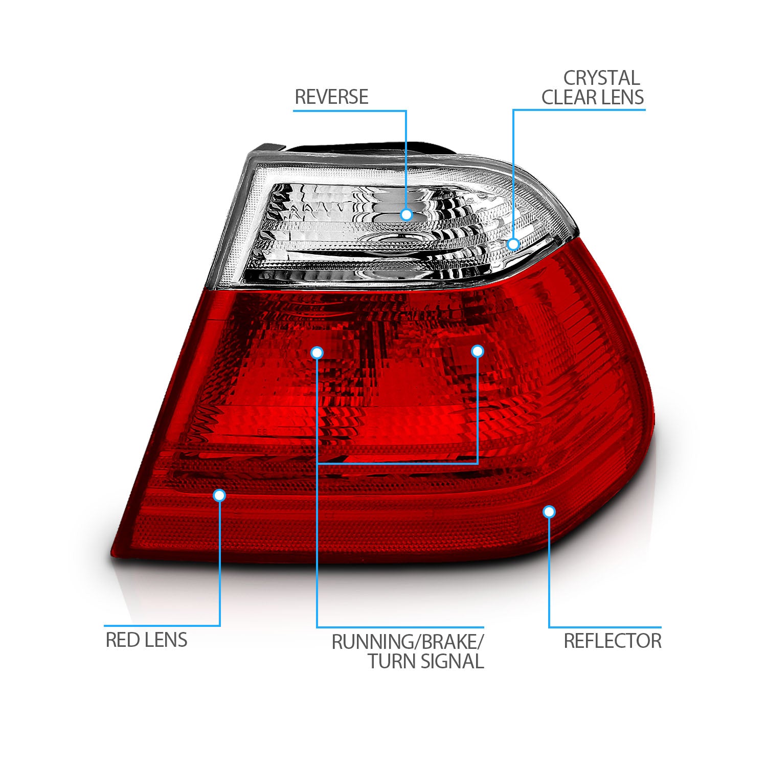 BMW 3 SERIES E46 99-01 4DR TAIL LIGHTS RED/CLEAR