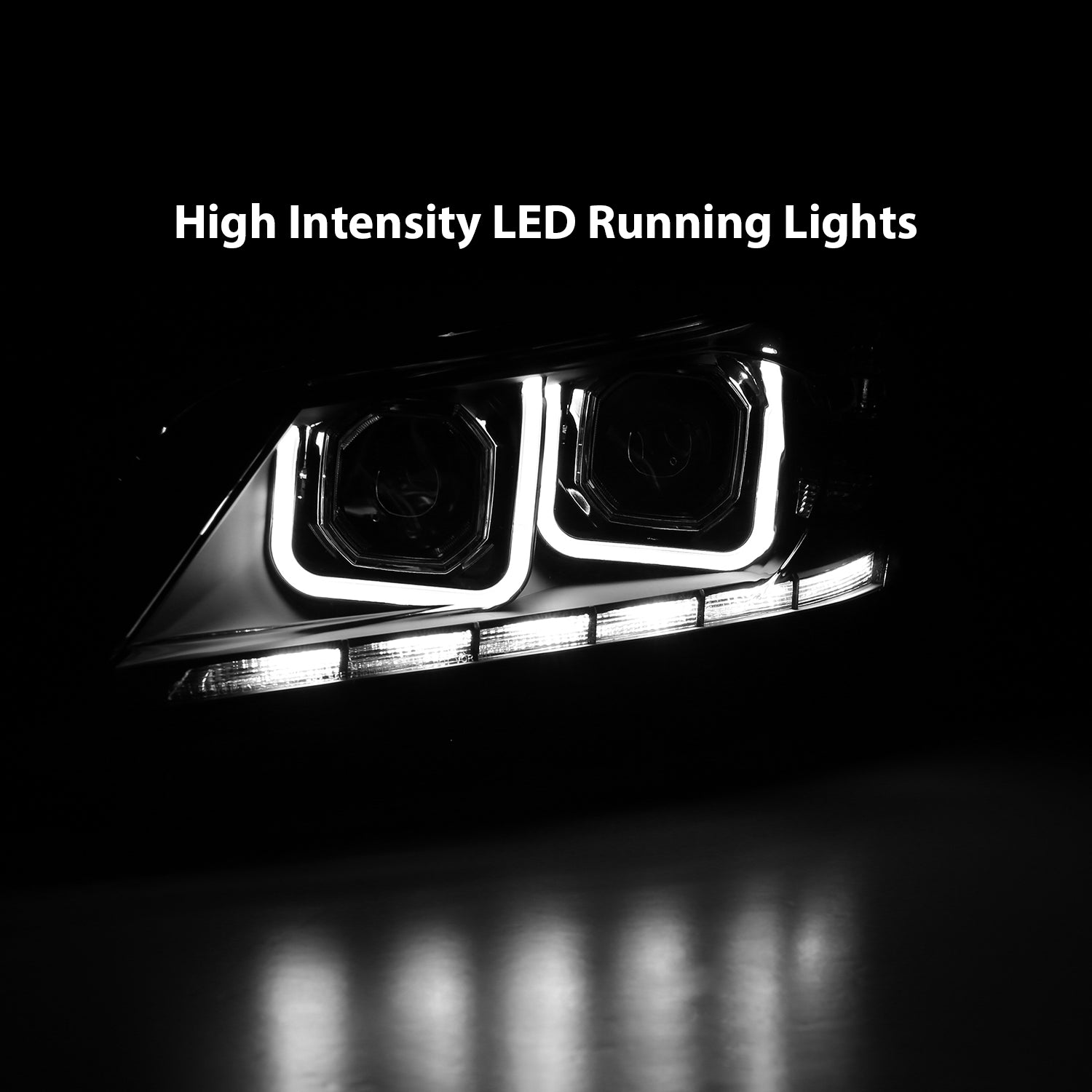 HONDA ACCORD 13 4DR PROJECTOR BAR STYLE HEADLIGHTS BLACK CLEAR AMBER