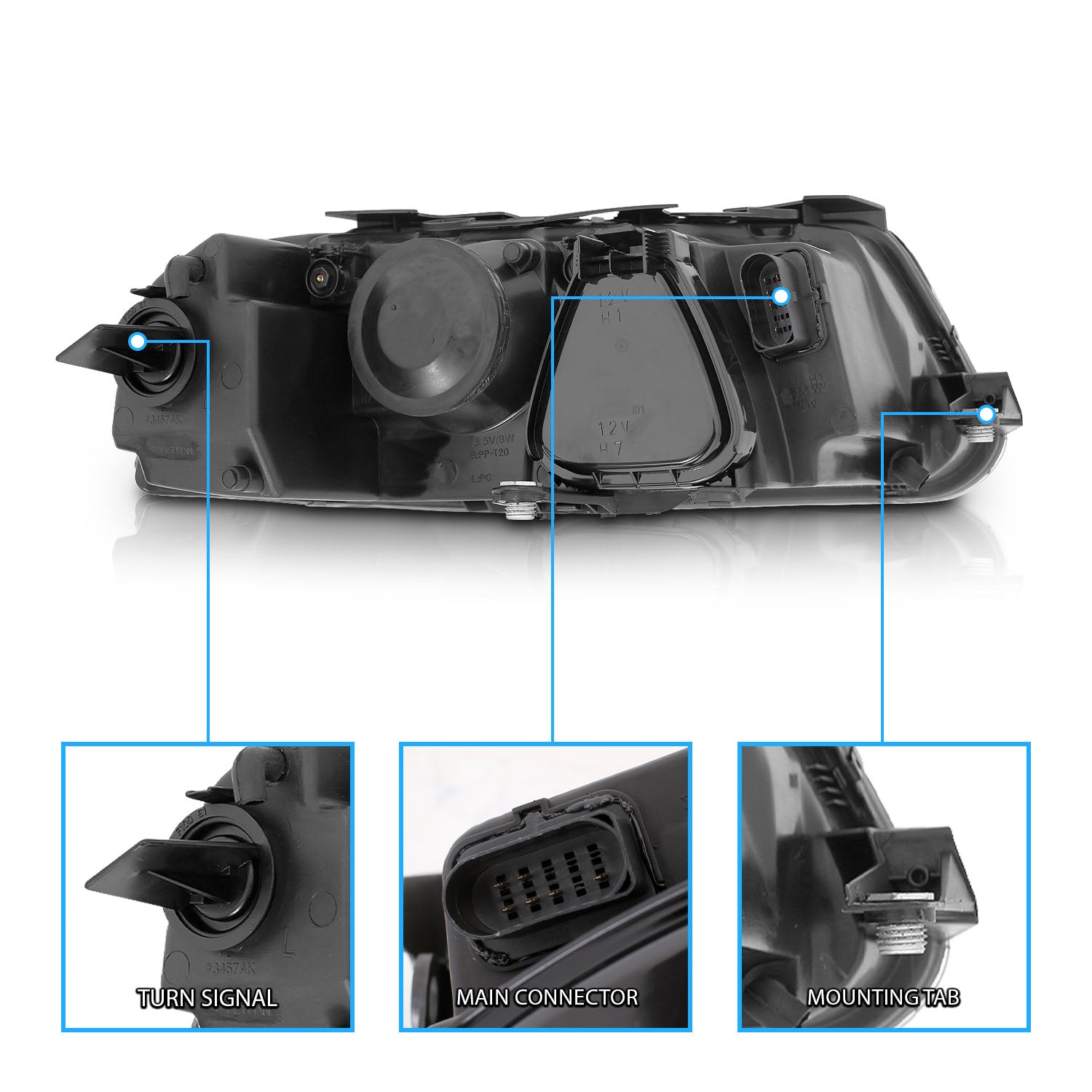 VOLKSWAGEN PASSAT 01-05 G2 PROJECTOR HEADLIGHTS HALO BLACK CLEAR