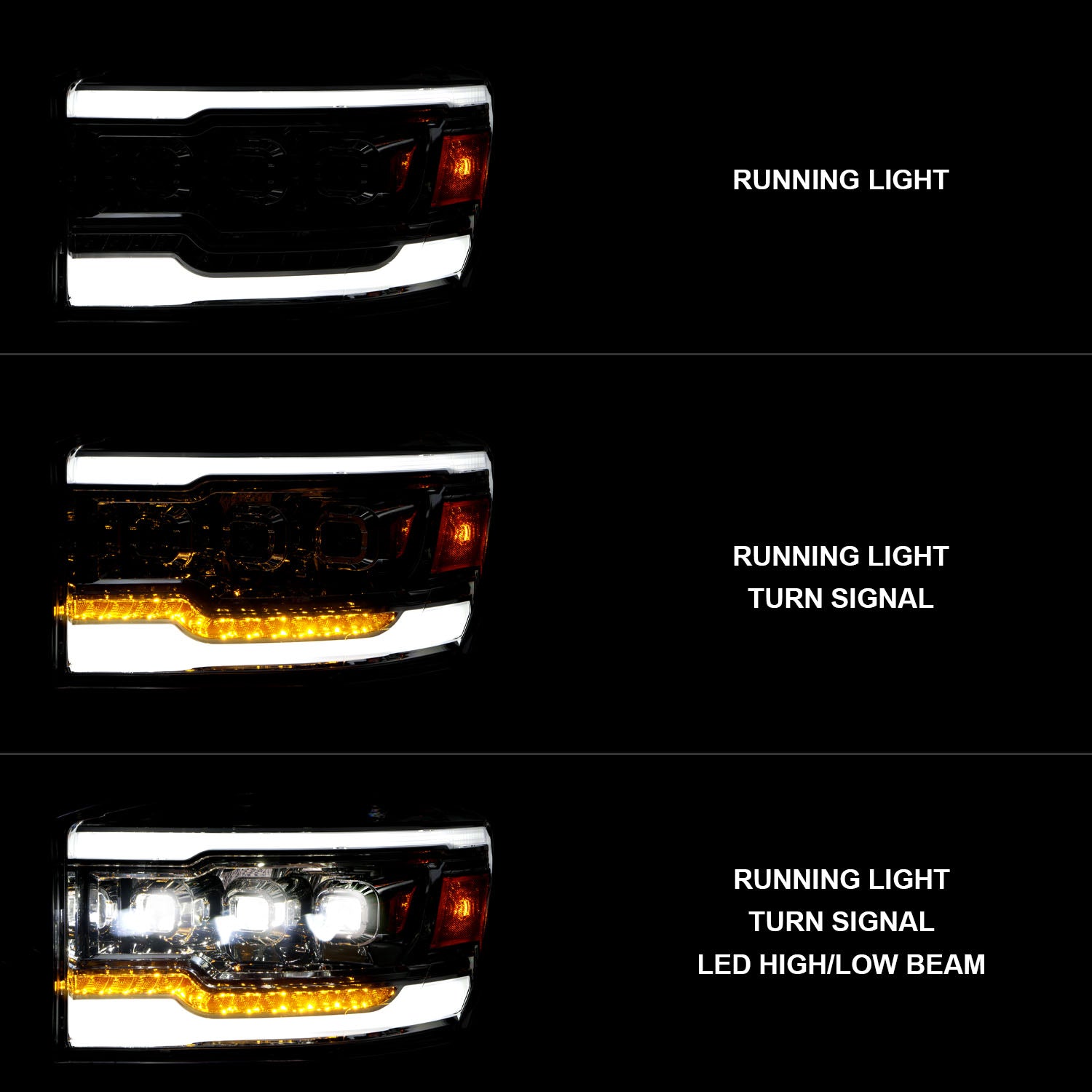 DODGE RAM 1500 06-08/ 2500/3500 06-09 FULL LED PROJECTOR LIGHT BAR STYLE HEADLIGHTS CHROME AMBER (SEQUENTIAL SIGNAL)