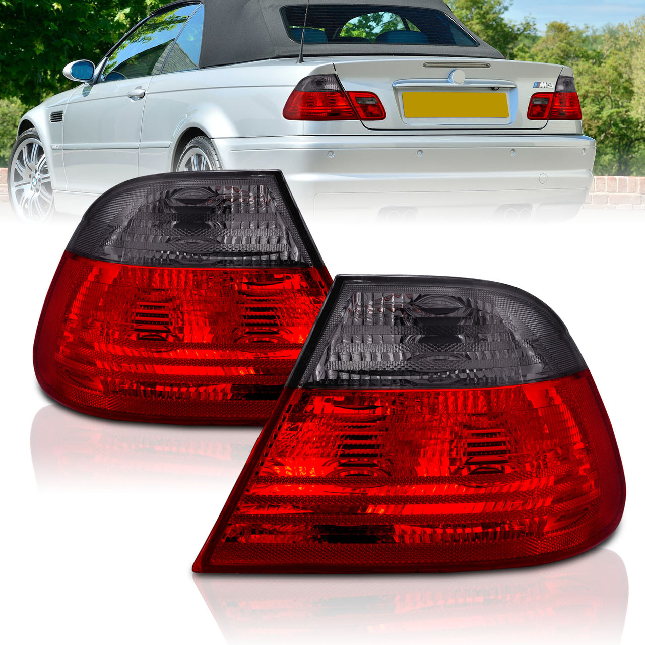 BMW 3 SERIES E46 99-01 2DR TAIL LIGHTS RED/SMOKE LENS (ADD 03-9901TLRC2DSM-4P TO CREATE SET)